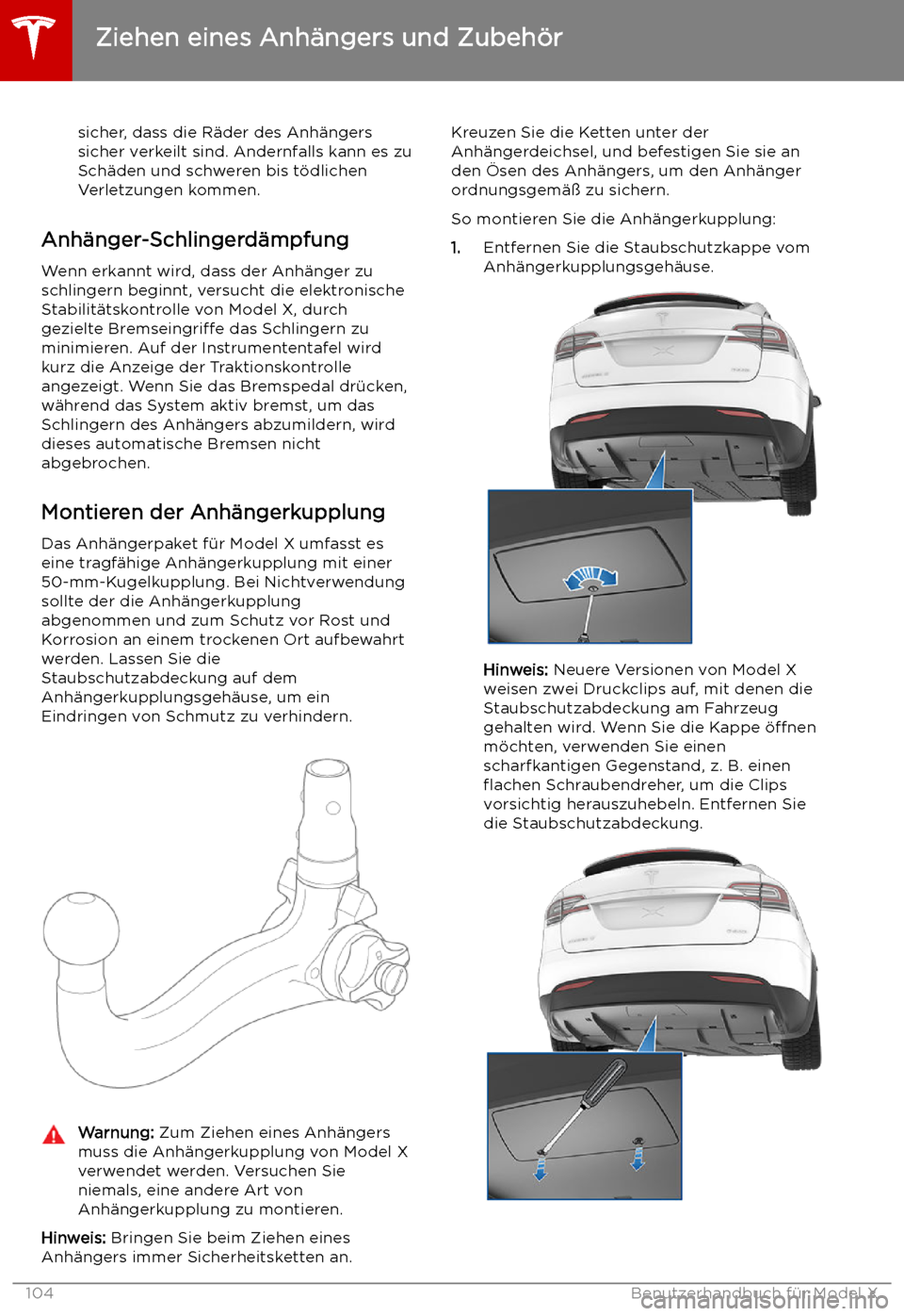 TESLA MODEL X 2019  Betriebsanleitung (in German)  sicher, dass die R