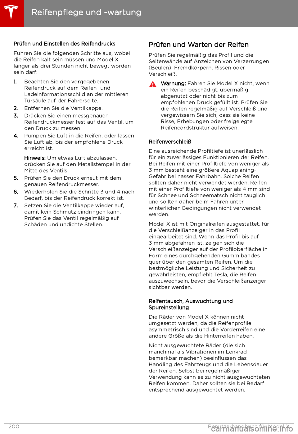 TESLA MODEL X 2019 Betriebsanleitung (in German) Pr TESLA MODEL X 2019 Betriebsanleitung (in German) Pr