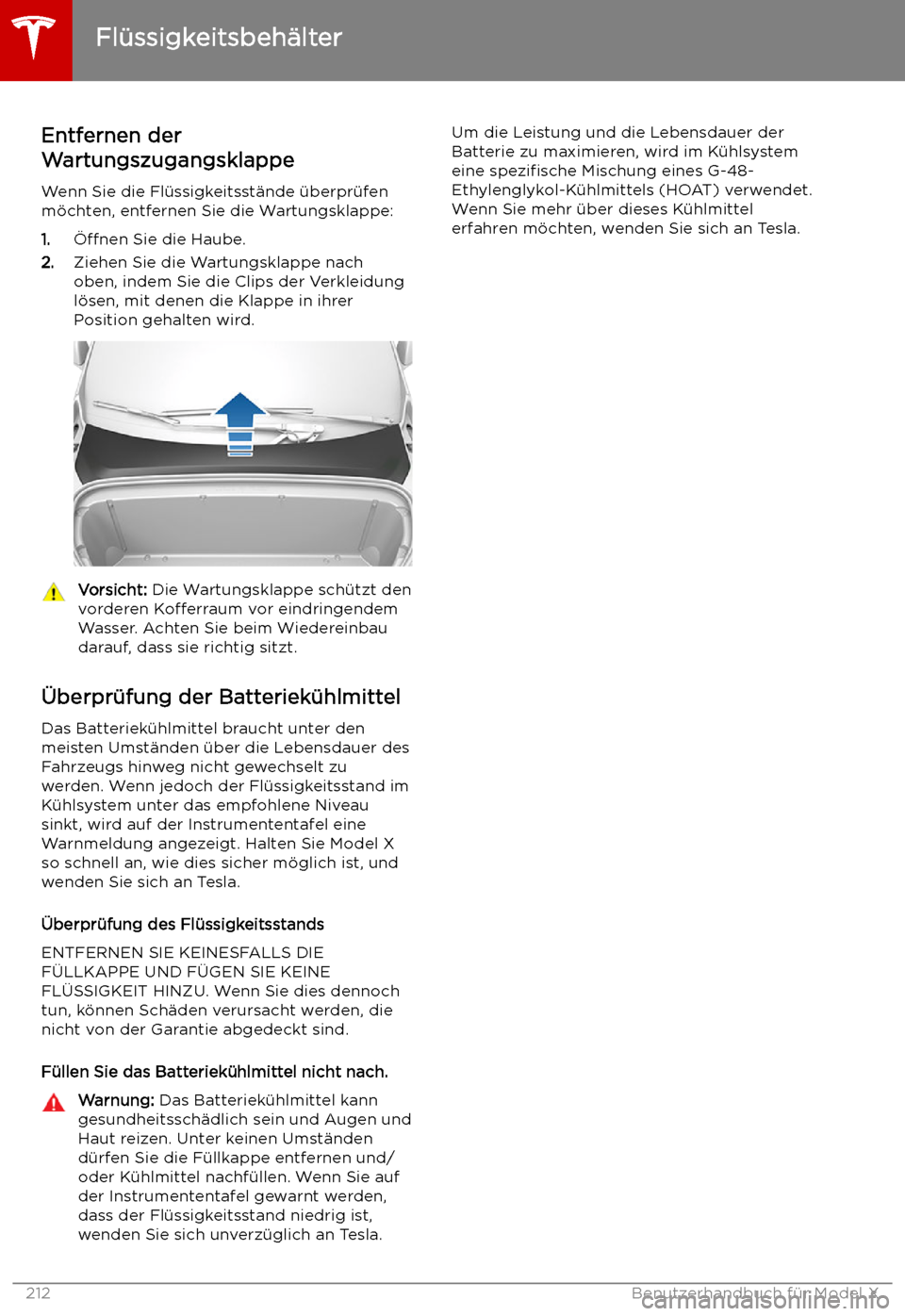 TESLA MODEL X 2019 Betriebsanleitung (in German) Fl TESLA MODEL X 2019 Betriebsanleitung (in German) Fl
