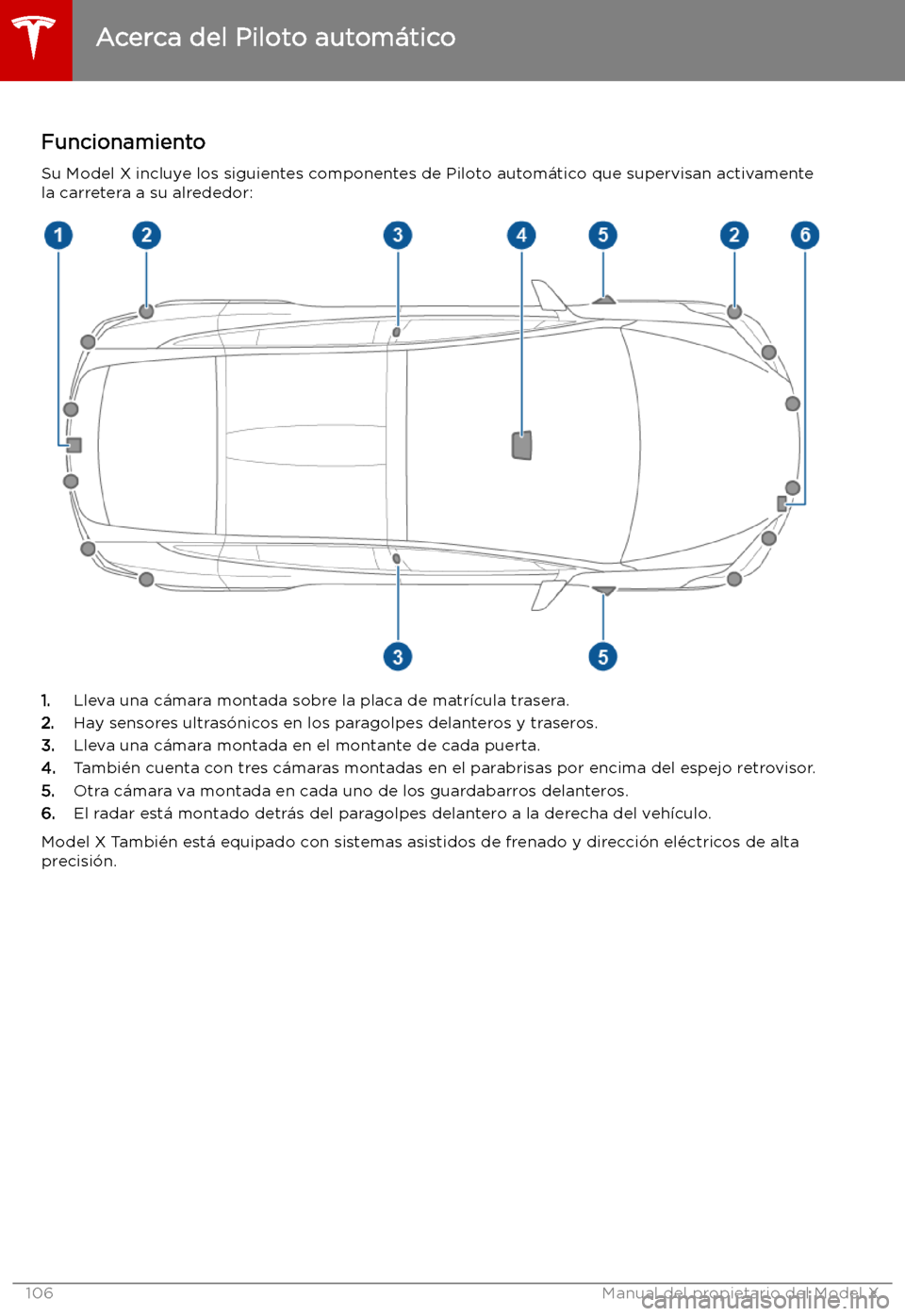 TESLA MODEL X 2019 Manual del propietario (in Spanish) Piloto autom TESLA MODEL X 2019 Manual del propietario (in Spanish) Piloto autom