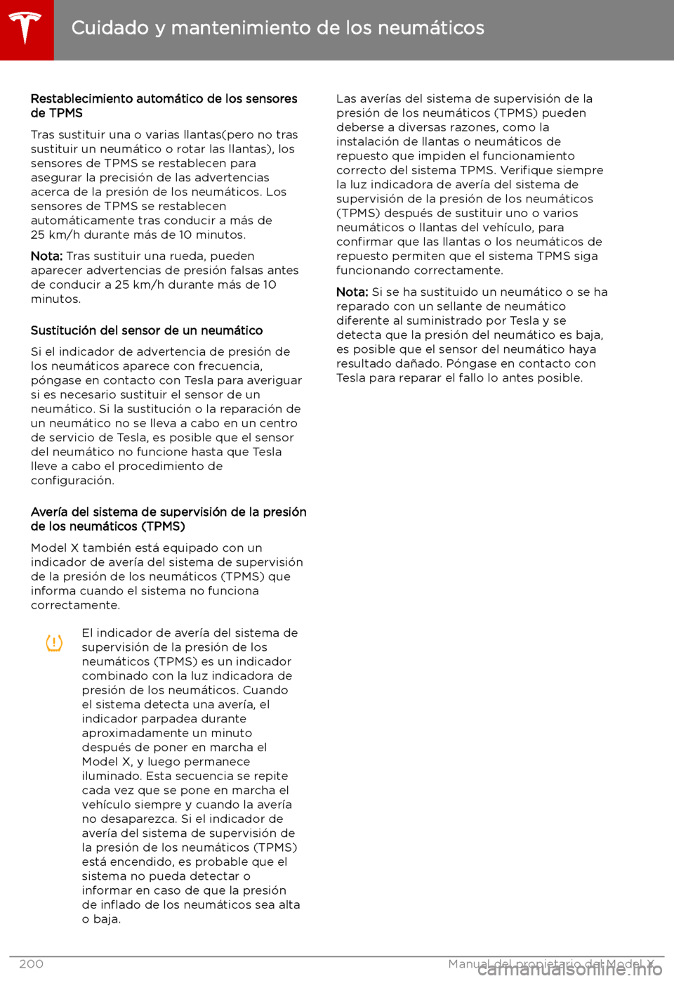 TESLA MODEL X 2019 Manual del propietario (in Spanish) Restablecimiento autom TESLA MODEL X 2019 Manual del propietario (in Spanish) Restablecimiento autom