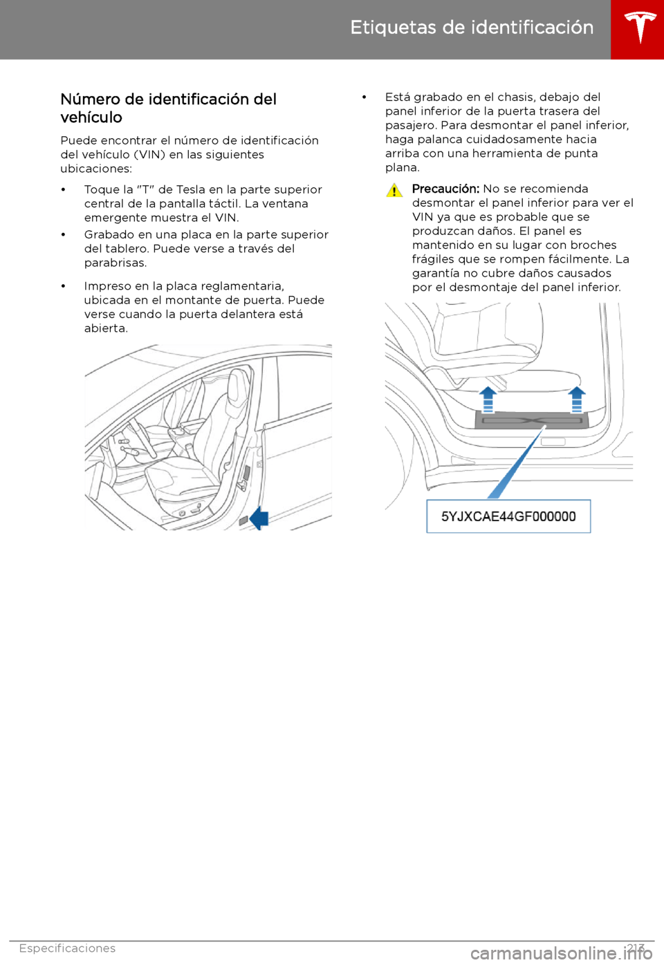 TESLA MODEL X 2019 Manual del propietario (in Spanish) Especi TESLA MODEL X 2019 Manual del propietario (in Spanish) Especi