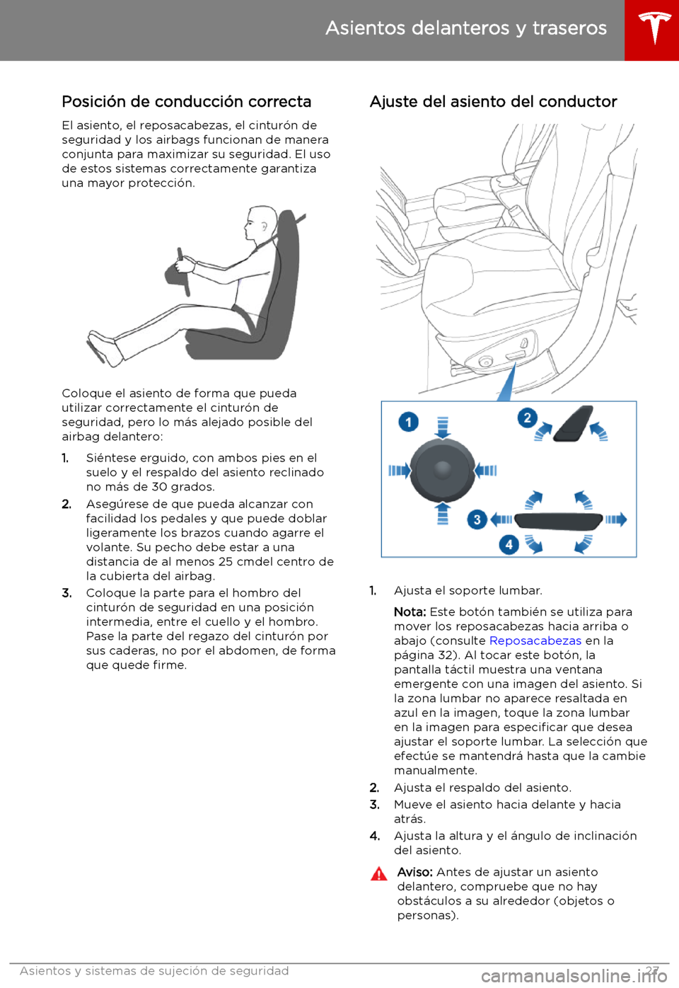 TESLA MODEL X 2019 Manual del propietario (in Spanish) Asientos y sistemas de sujeci TESLA MODEL X 2019 Manual del propietario (in Spanish) Asientos y sistemas de sujeci