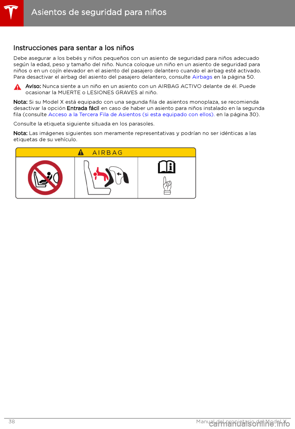 TESLA MODEL X 2019 Manual del propietario (in Spanish) Asientos de seguridad para ni TESLA MODEL X 2019 Manual del propietario (in Spanish) Asientos de seguridad para ni