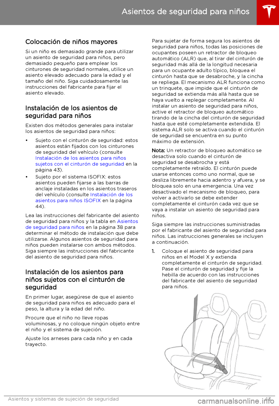 TESLA MODEL X 2019 Manual del propietario (in Spanish) Colocaci TESLA MODEL X 2019 Manual del propietario (in Spanish) Colocaci