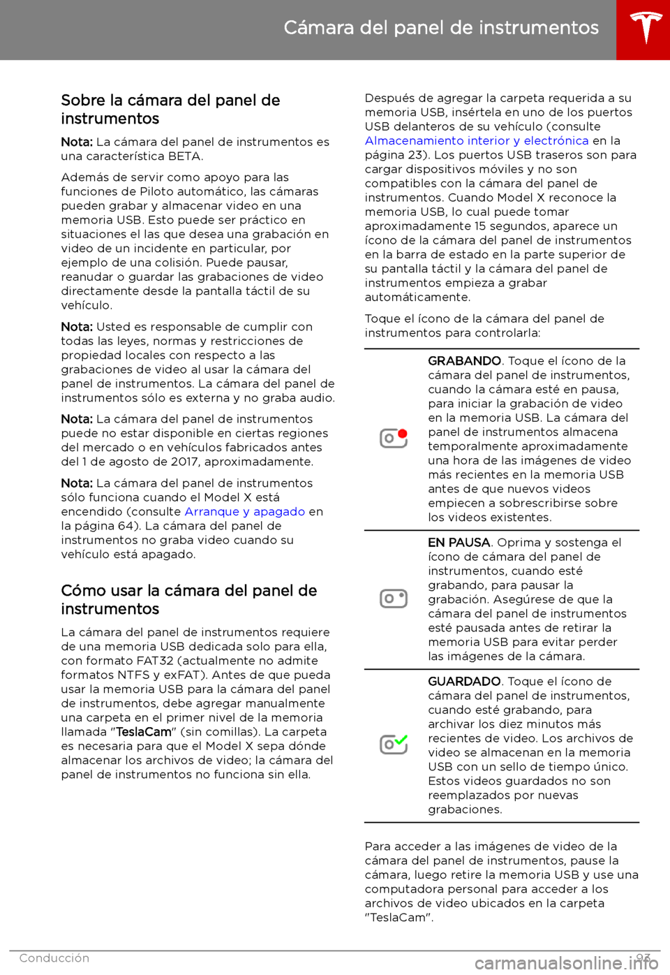 TESLA MODEL X 2019 Manual del propietario (in Spanish) C TESLA MODEL X 2019 Manual del propietario (in Spanish) C