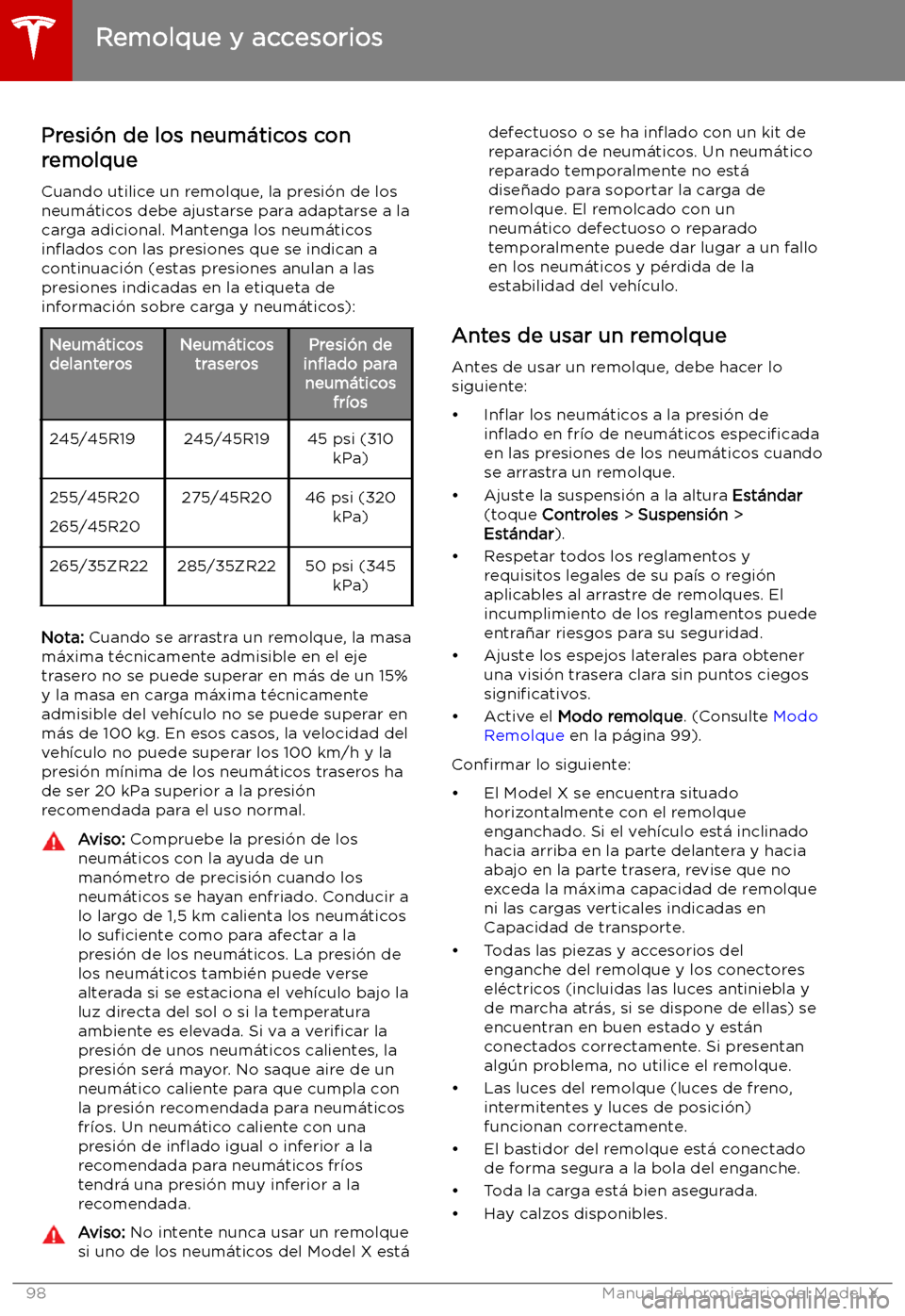 TESLA MODEL X 2019 Manual del propietario (in Spanish) Presi TESLA MODEL X 2019 Manual del propietario (in Spanish) Presi