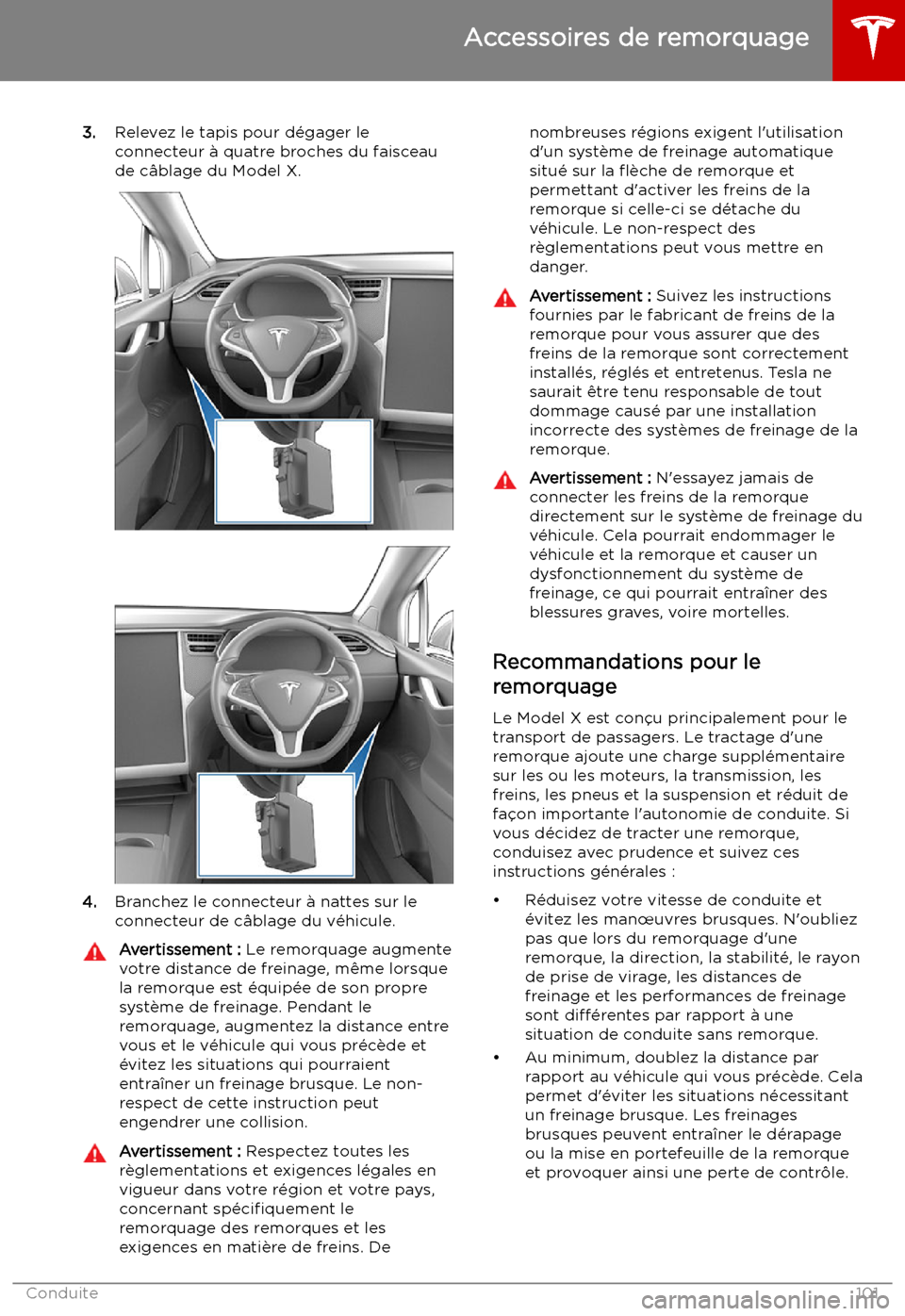 TESLA MODEL X 2019  Manuel du propriétaire (in French) 3.Relevez le tapis pour d