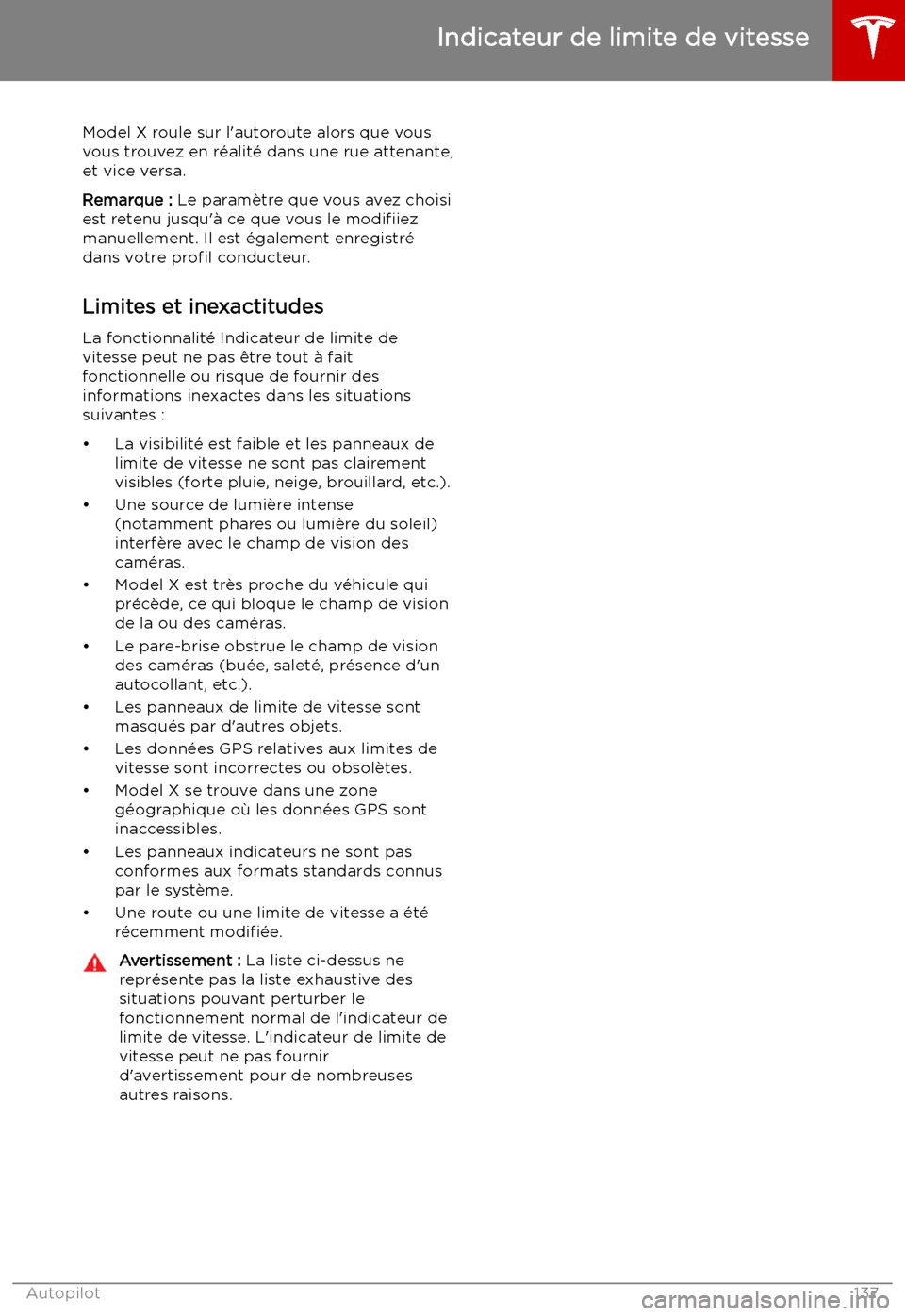 TESLA MODEL X 2019 Manuel du propriétaire (in French) Model X roule sur l TESLA MODEL X 2019 Manuel du propriétaire (in French) Model X roule sur l