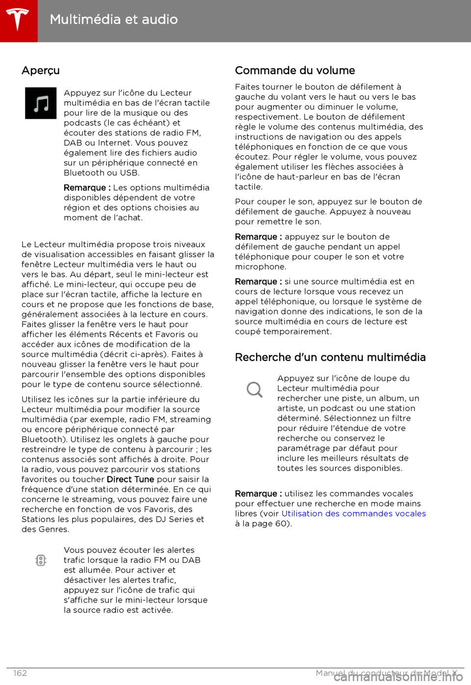TESLA MODEL X 2019 Manuel du propriétaire (in French) Multim TESLA MODEL X 2019 Manuel du propriétaire (in French) Multim