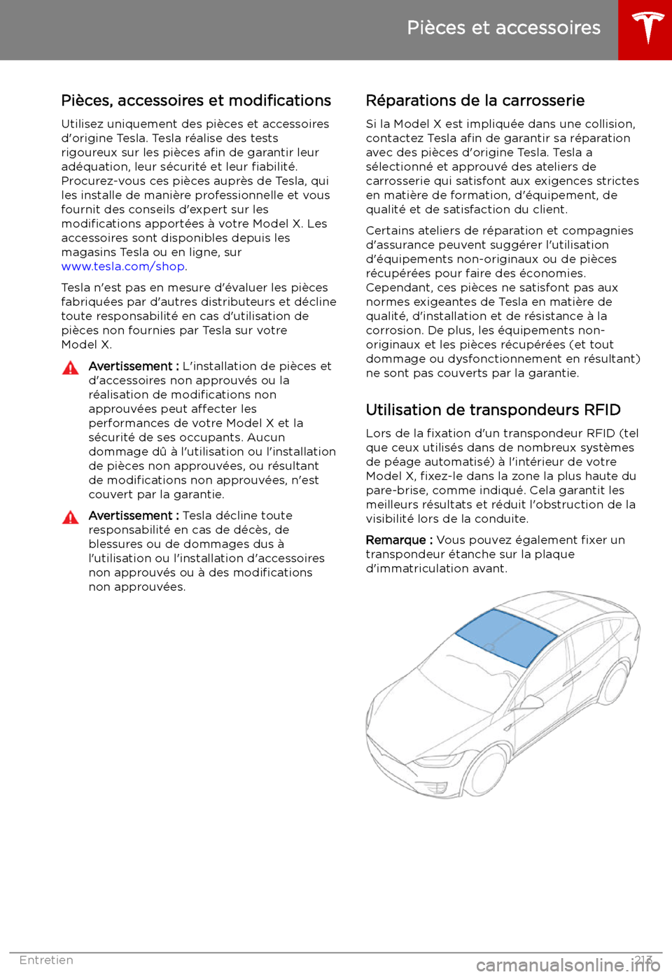 TESLA MODEL X 2019 Manuel du propriétaire (in French) Pi TESLA MODEL X 2019 Manuel du propriétaire (in French) Pi