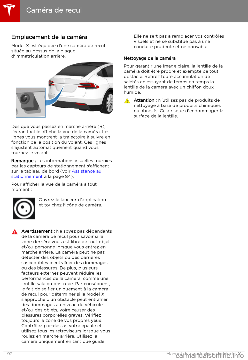 TESLA MODEL X 2019  Manuel du propriétaire (in French) Cam