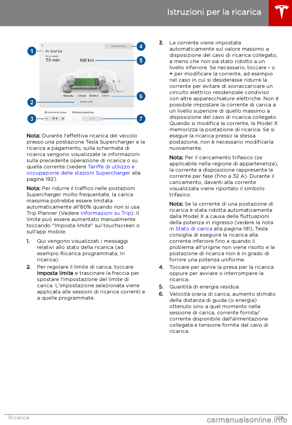 TESLA MODEL X 2019 Manuale del proprietario (in Italian) Nota: Durante l TESLA MODEL X 2019 Manuale del proprietario (in Italian) Nota: Durante l