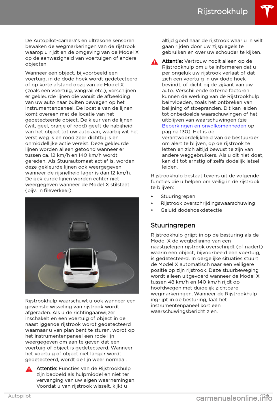 TESLA MODEL X 2019 Handleiding (in Dutch) Rijstrookhulp
De Autopilot-camera TESLA MODEL X 2019 Handleiding (in Dutch) Rijstrookhulp
De Autopilot-camera