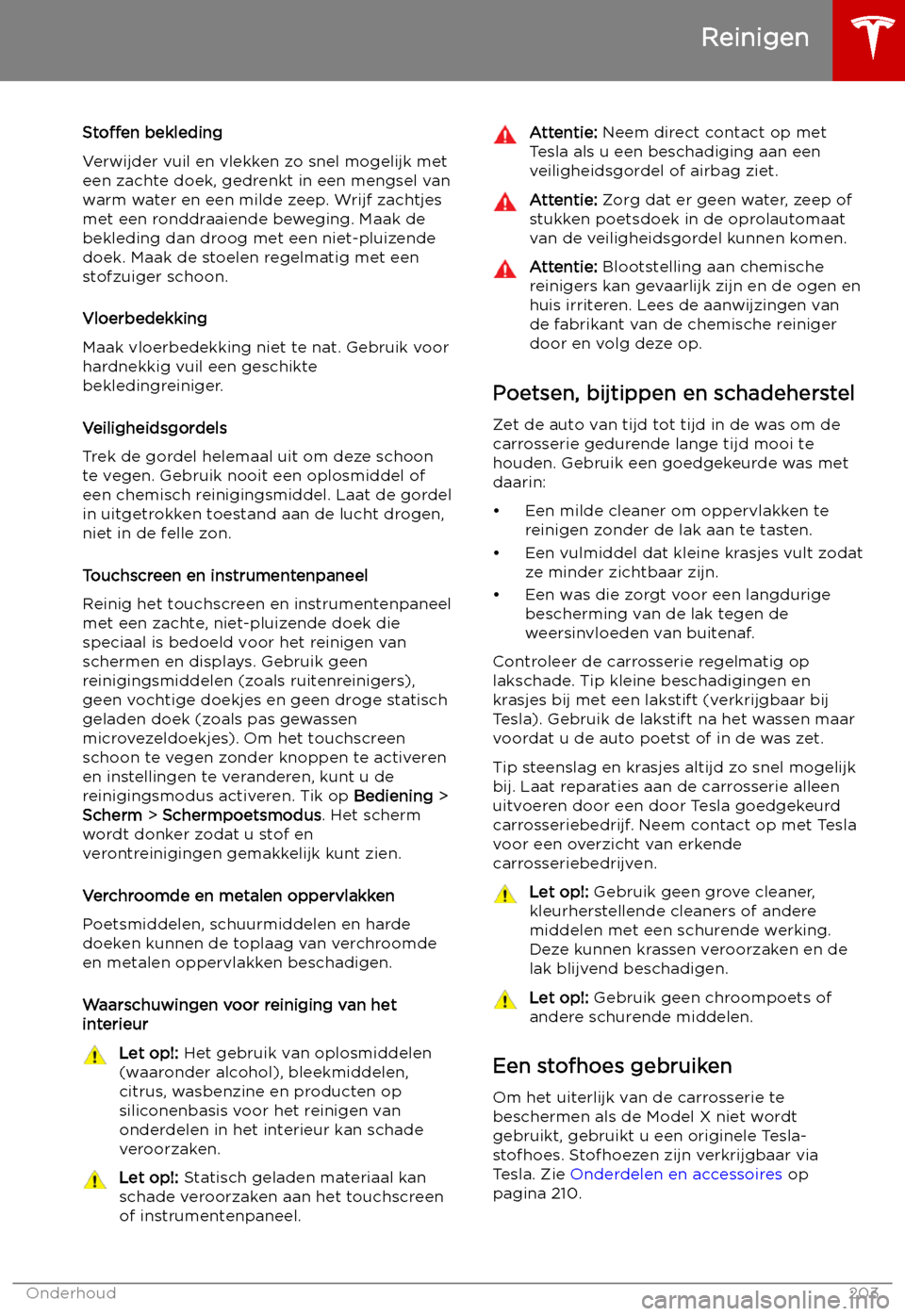 TESLA MODEL X 2019  Handleiding (in Dutch) Sto
