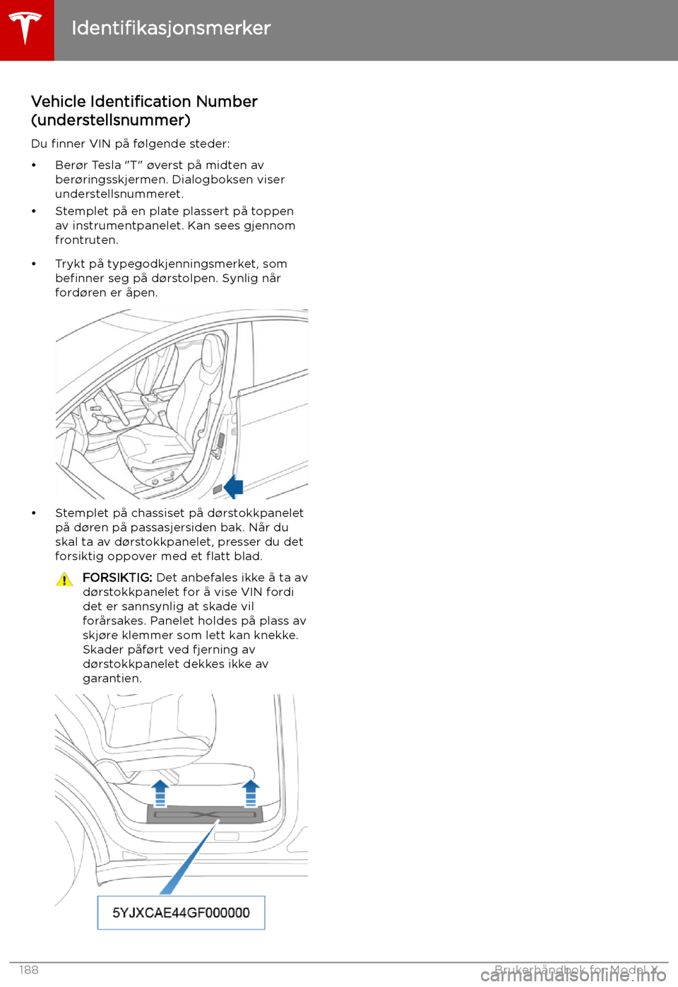 TESLA MODEL X 2019 Brukerhåndbok (in Norwegian) Spesi TESLA MODEL X 2019 Brukerhåndbok (in Norwegian) Spesi