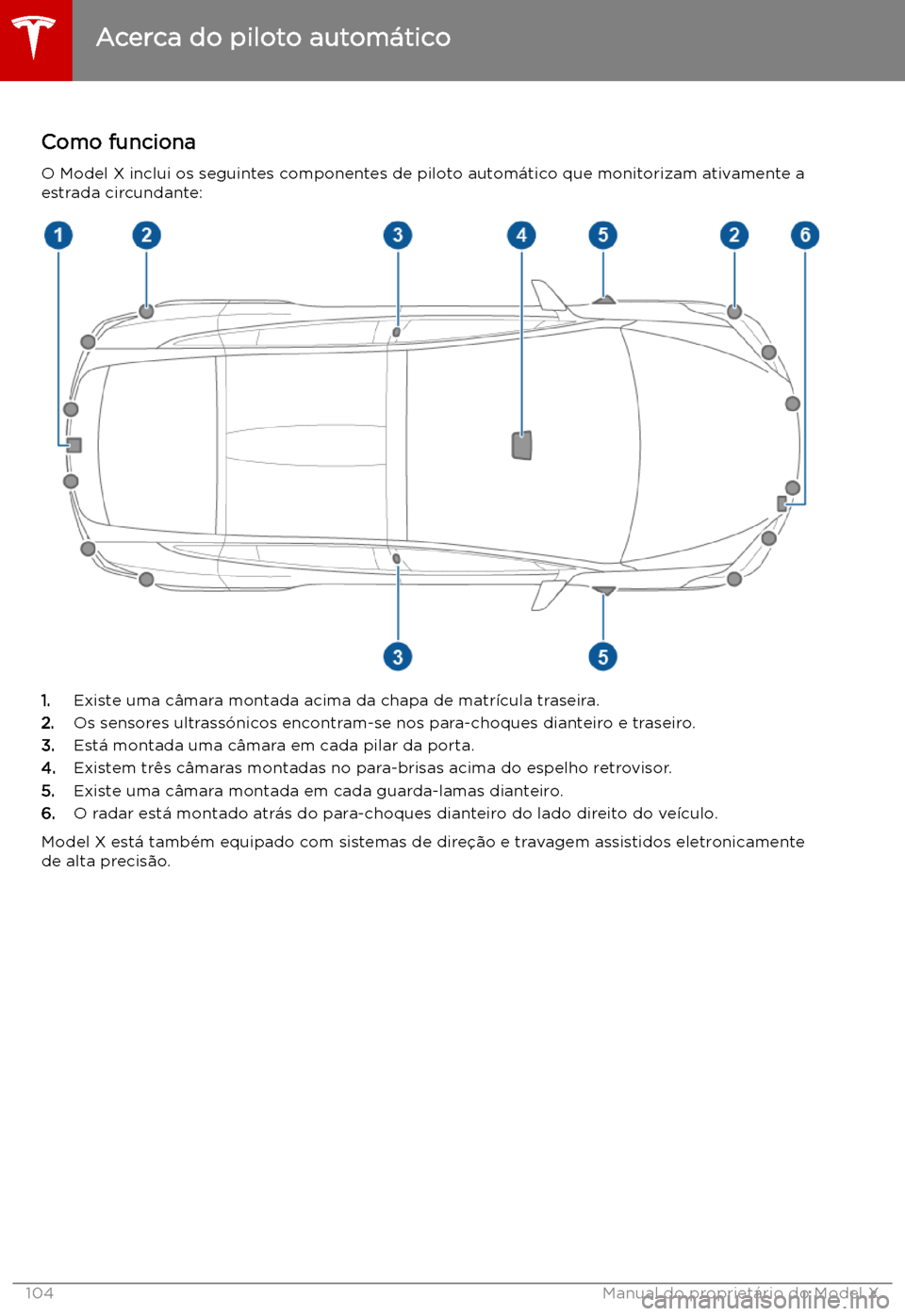 TESLA MODEL X 2019 Manual do proprietário (in Portuguese) Piloto autom TESLA MODEL X 2019 Manual do proprietário (in Portuguese) Piloto autom