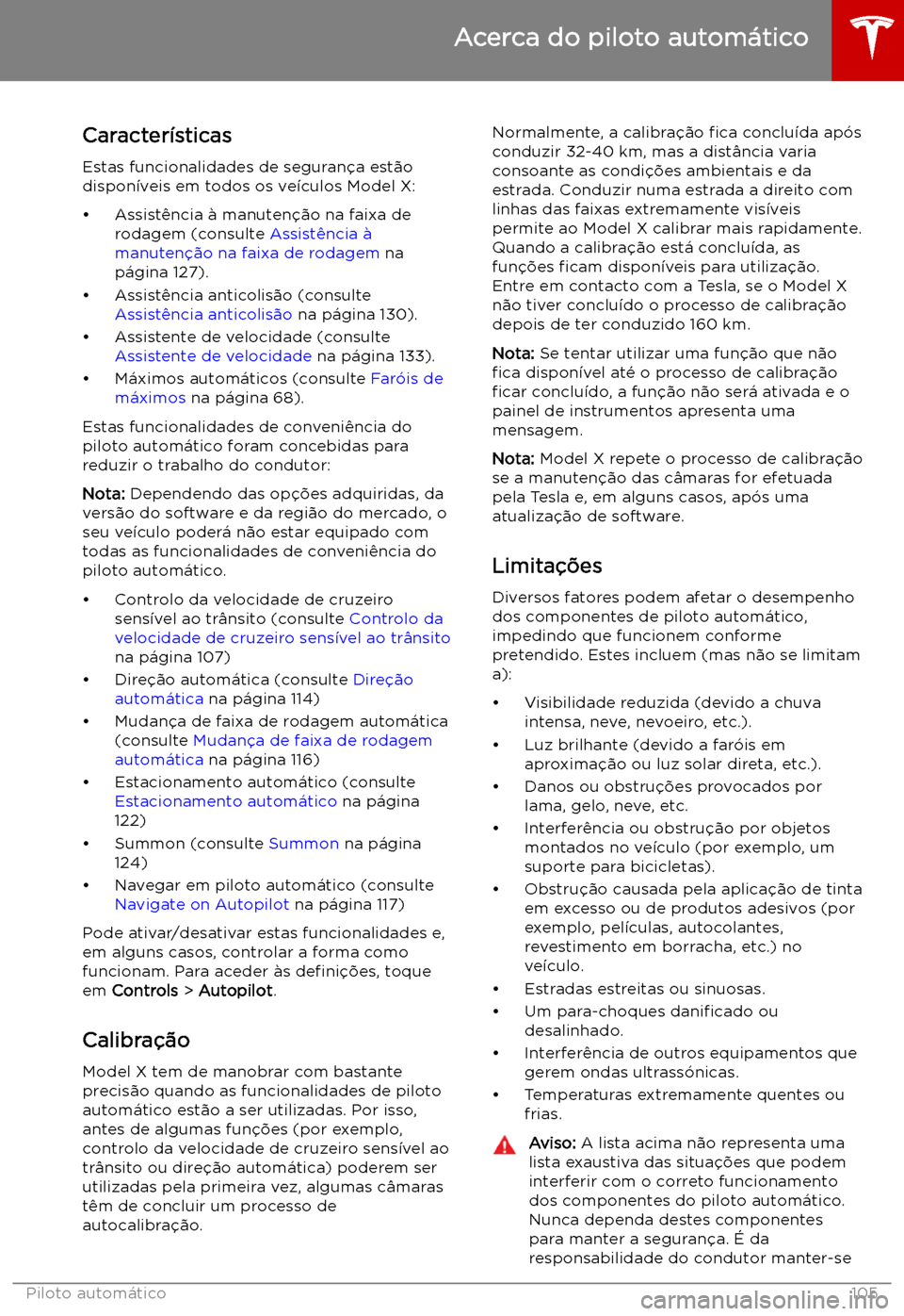 TESLA MODEL X 2019 Manual do proprietário (in Portuguese) Caracter TESLA MODEL X 2019 Manual do proprietário (in Portuguese) Caracter