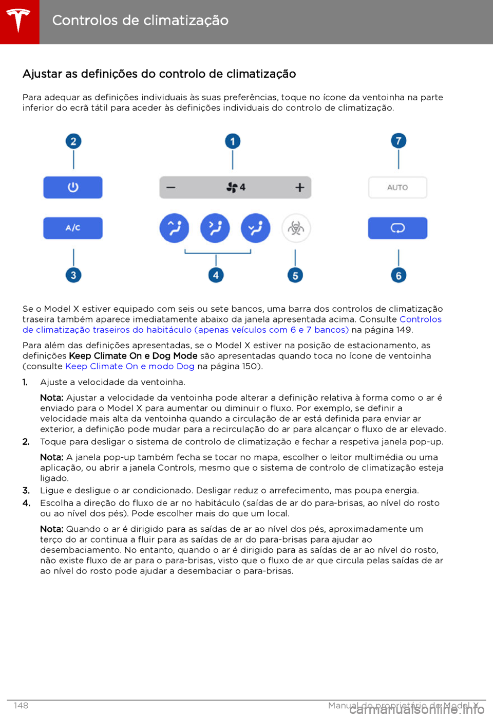 TESLA MODEL X 2019 Manual do proprietário (in Portuguese) Ajustar as de TESLA MODEL X 2019 Manual do proprietário (in Portuguese) Ajustar as de