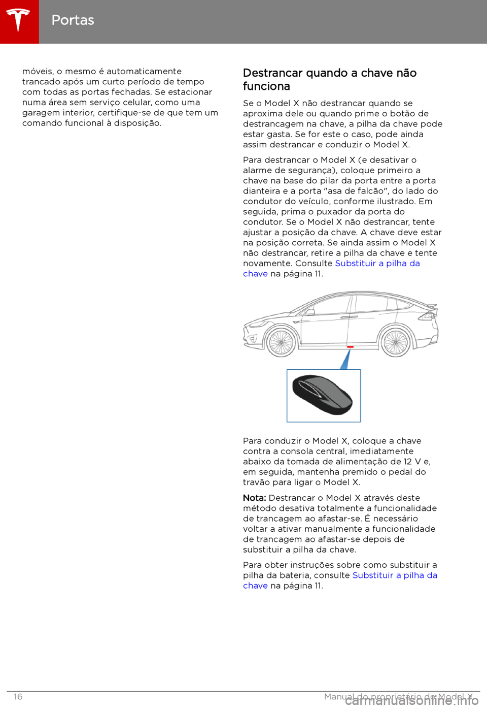 TESLA MODEL X 2019 Manual do proprietário (in Portuguese) m TESLA MODEL X 2019 Manual do proprietário (in Portuguese) m