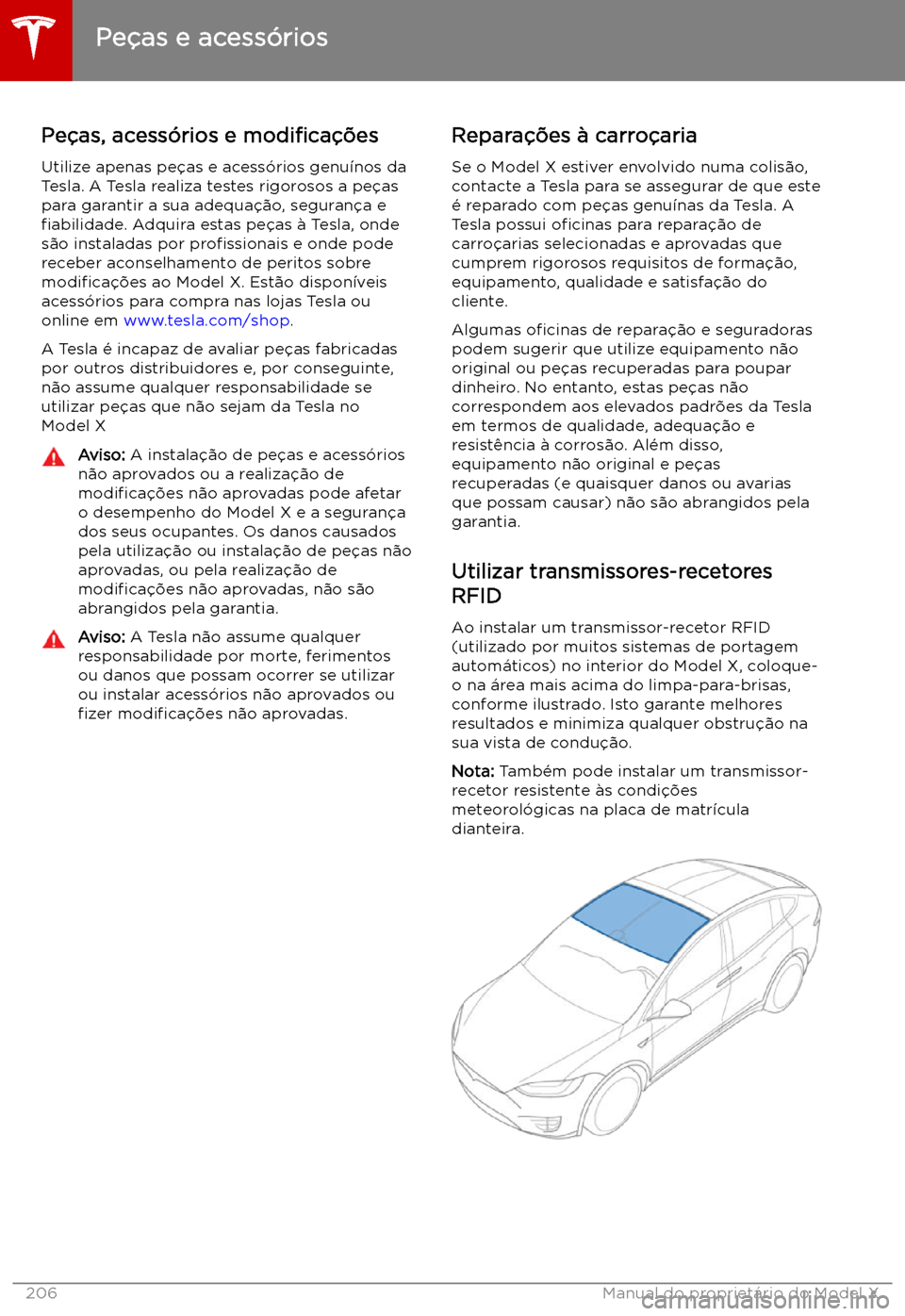TESLA MODEL X 2019 Manual do proprietário (in Portuguese) Pe TESLA MODEL X 2019 Manual do proprietário (in Portuguese) Pe