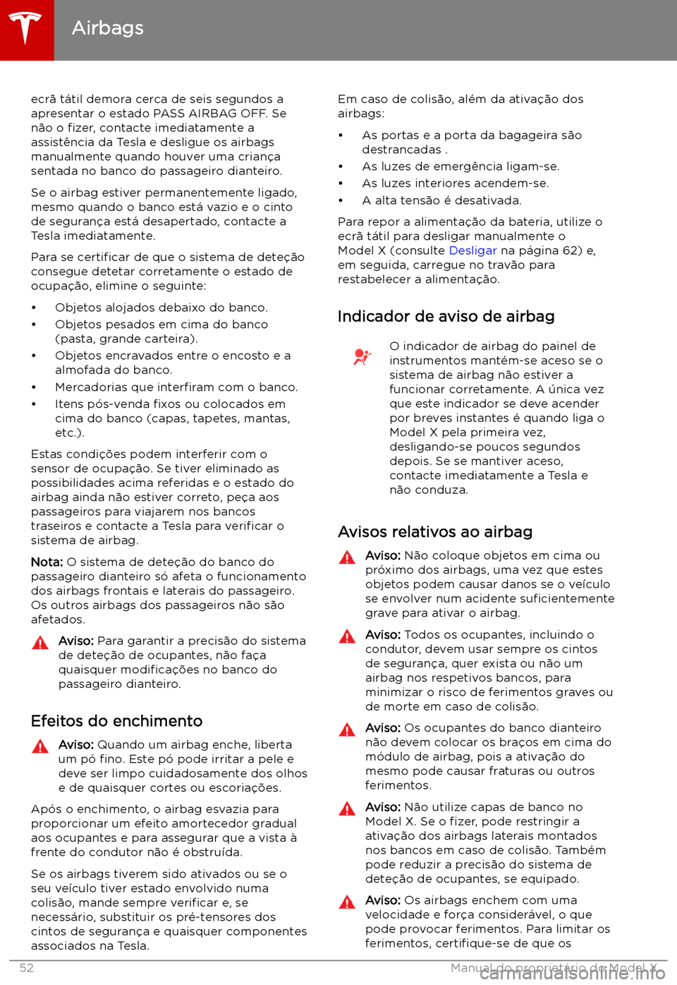 TESLA MODEL X 2019 Manual do proprietário (in Portuguese) ecr TESLA MODEL X 2019 Manual do proprietário (in Portuguese) ecr