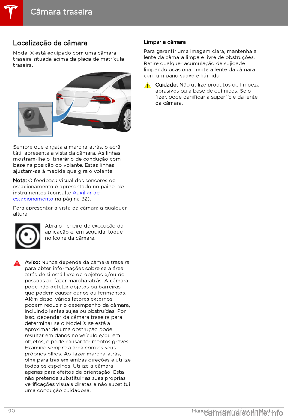 TESLA MODEL X 2019 Manual do proprietário (in Portuguese) C TESLA MODEL X 2019 Manual do proprietário (in Portuguese) C