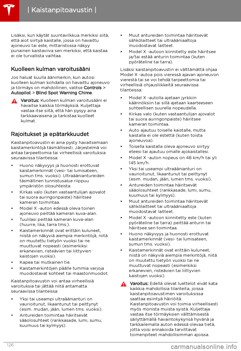 TESLA MODEL X 2019 Omistajan käsikirja (in Finnish) Lis TESLA MODEL X 2019 Omistajan käsikirja (in Finnish) Lis