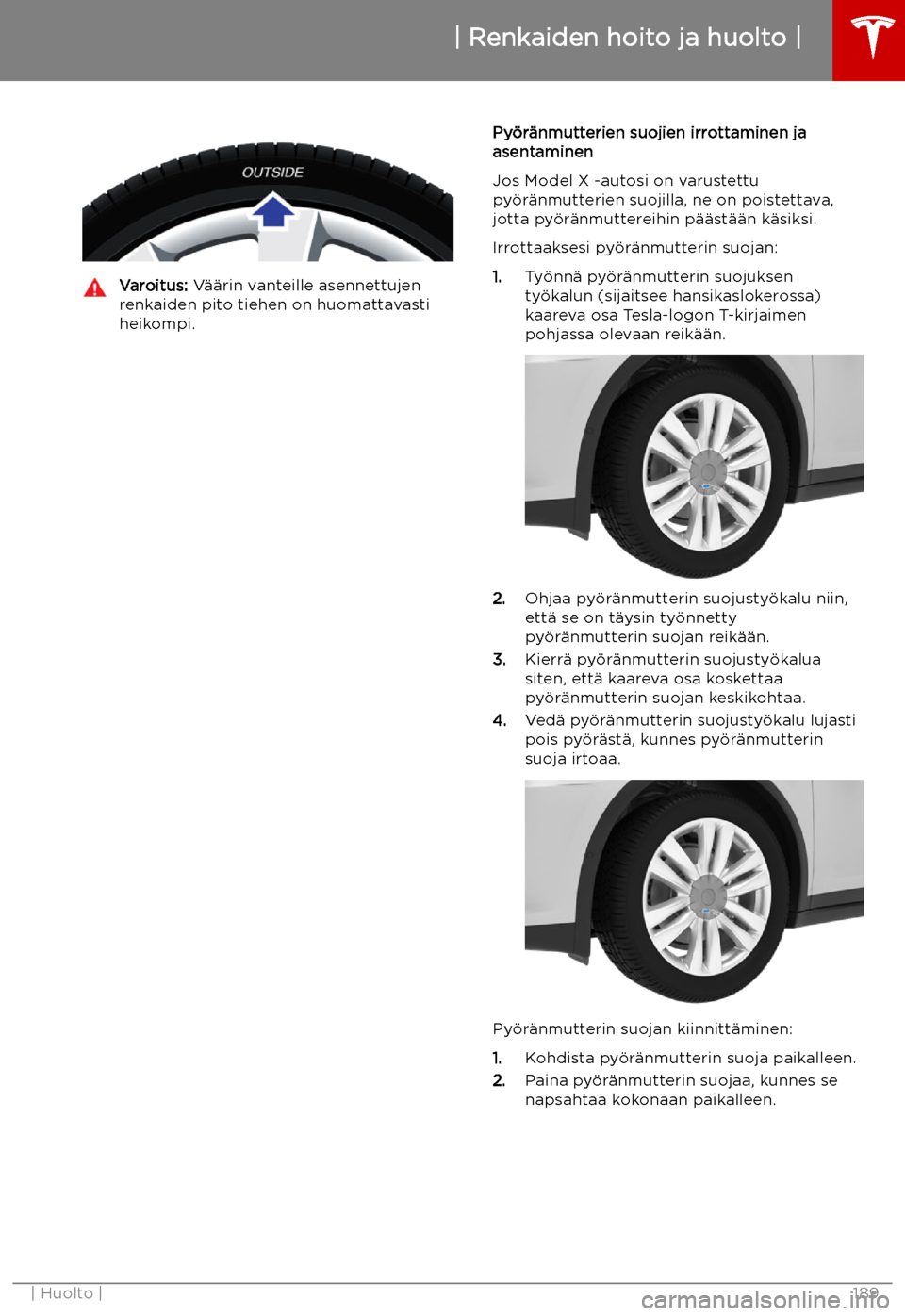 TESLA MODEL X 2019 Omistajan käsikirja (in Finnish) Varoitus: V TESLA MODEL X 2019 Omistajan käsikirja (in Finnish) Varoitus: V