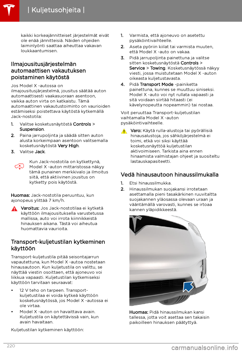 TESLA MODEL X 2019  Omistajan käsikirja (in Finnish) kaikki korkeaj