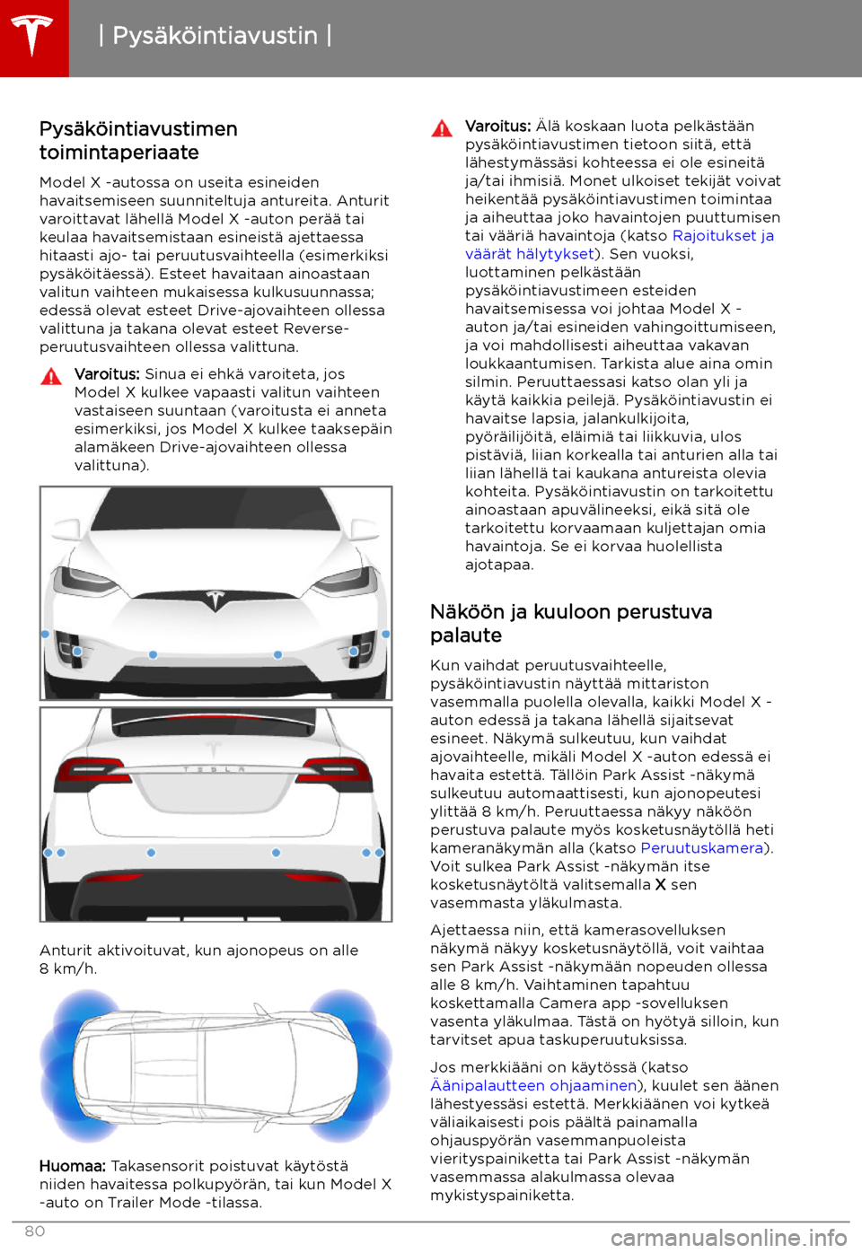 TESLA MODEL X 2019 Omistajan käsikirja (in Finnish) Pys TESLA MODEL X 2019 Omistajan käsikirja (in Finnish) Pys