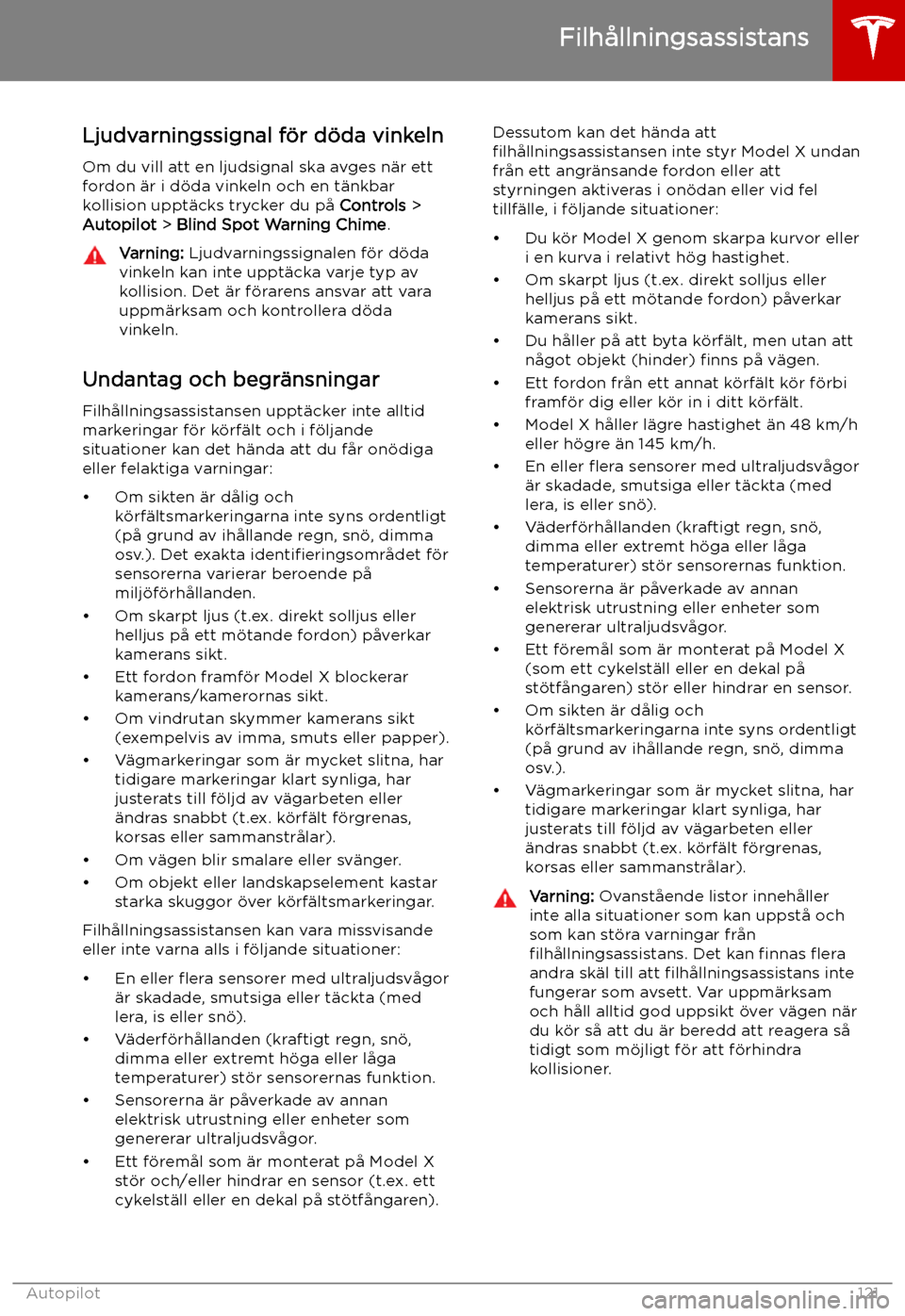 TESLA MODEL X 2019 Ägarmanual (in Swedish) Ljudvarningssignal f TESLA MODEL X 2019 Ägarmanual (in Swedish) Ljudvarningssignal f