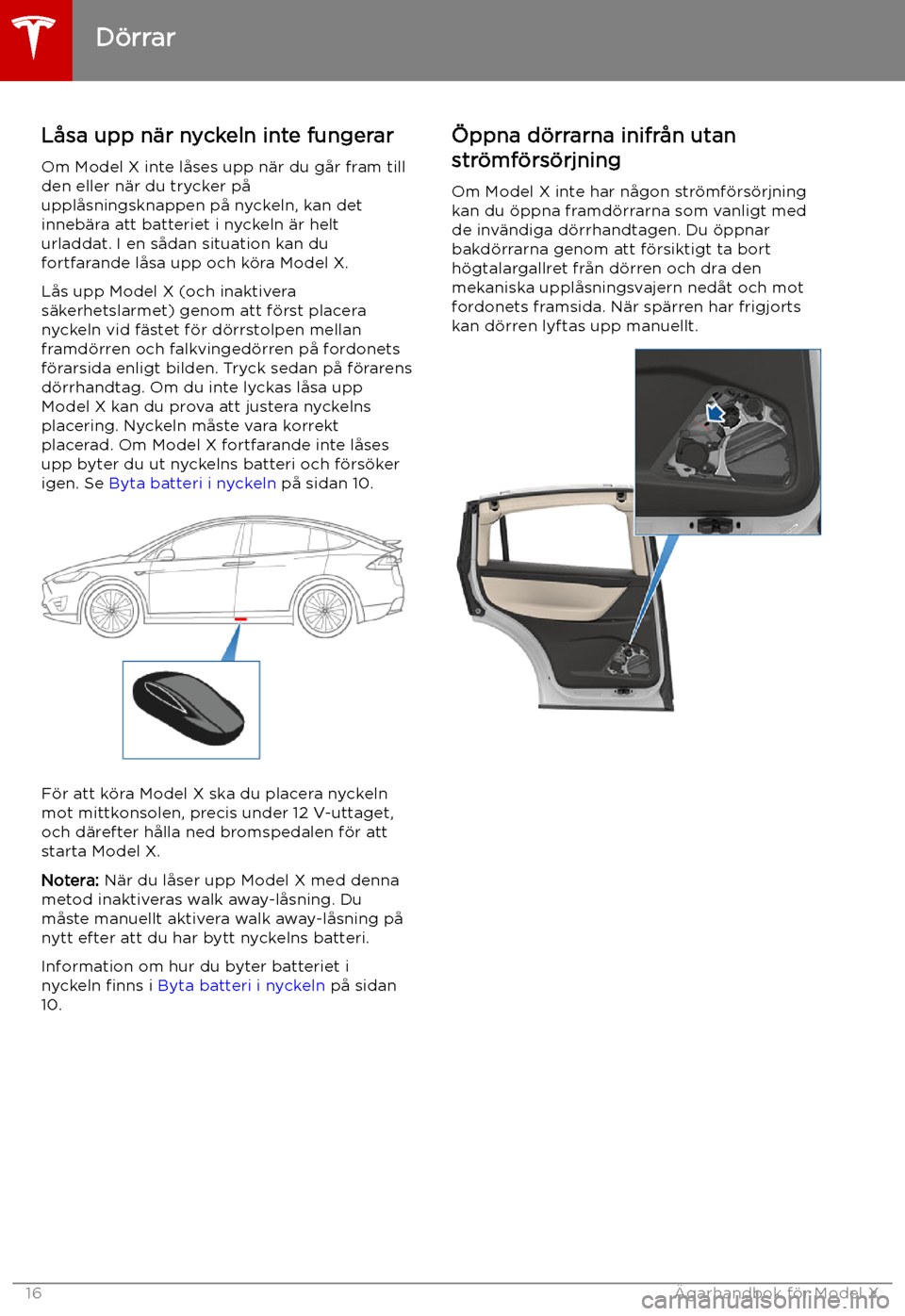 TESLA MODEL X 2019 Ägarmanual (in Swedish) L TESLA MODEL X 2019 Ägarmanual (in Swedish) L