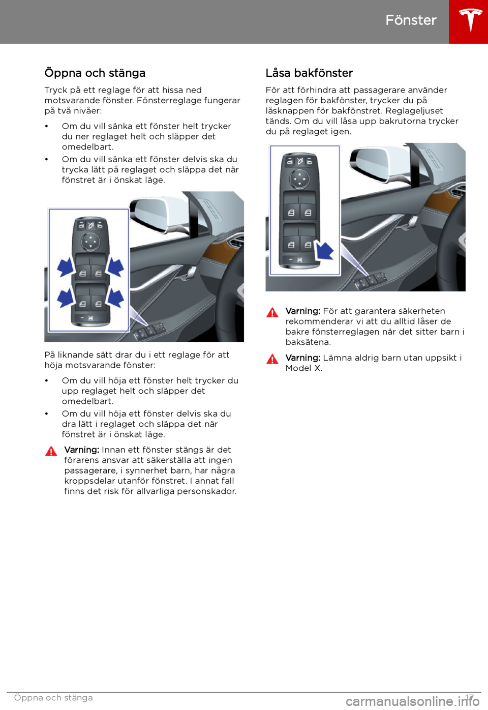 TESLA MODEL X 2019 Ägarmanual (in Swedish) F TESLA MODEL X 2019 Ägarmanual (in Swedish) F
