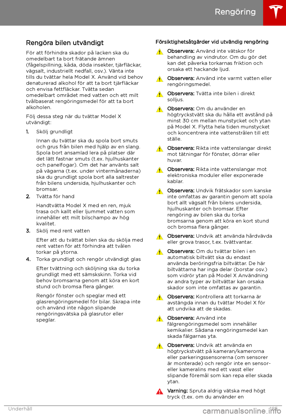 TESLA MODEL X 2019 Ägarmanual (in Swedish) Reng TESLA MODEL X 2019 Ägarmanual (in Swedish) Reng