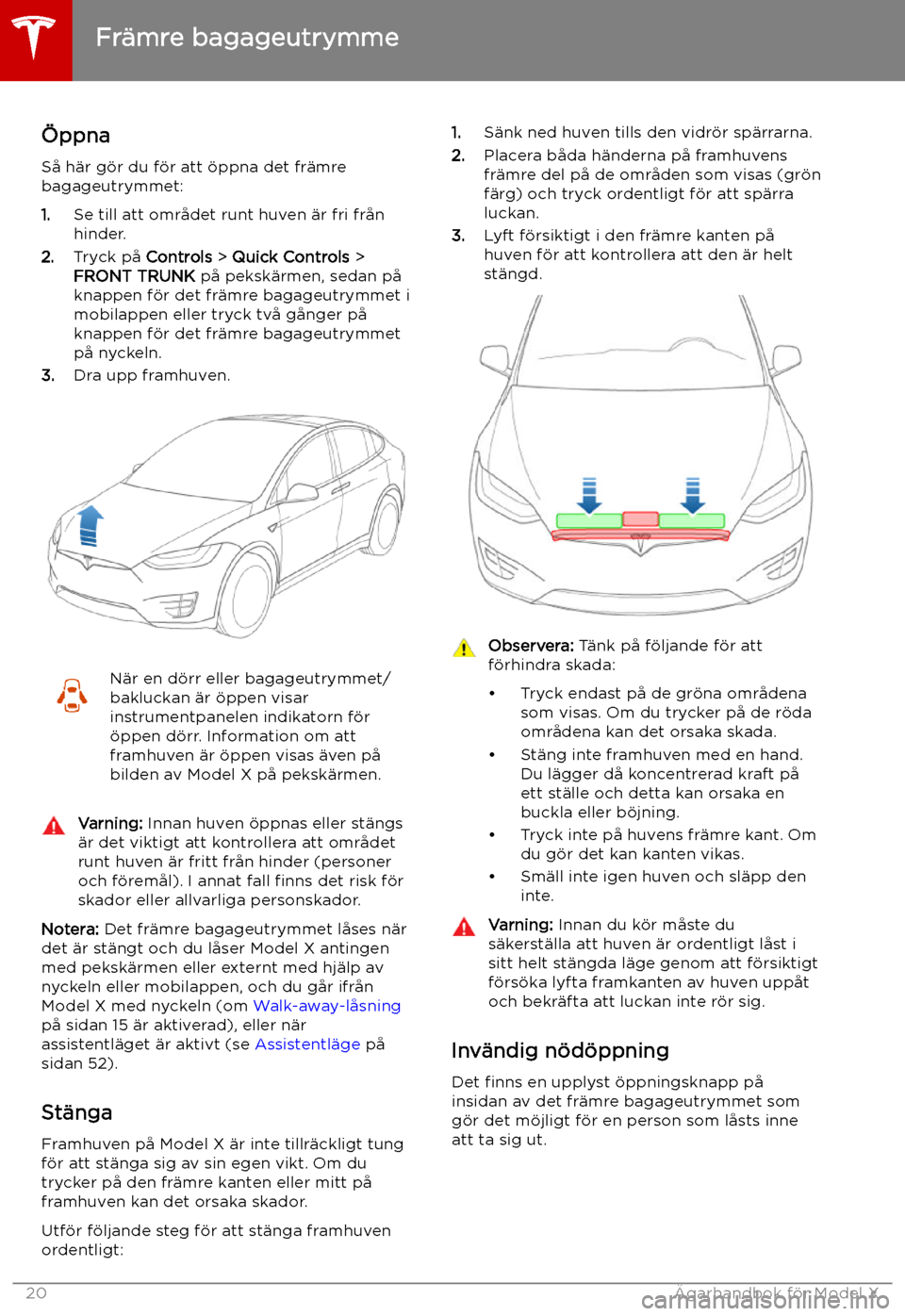 TESLA MODEL X 2019 Ägarmanual (in Swedish) Fr TESLA MODEL X 2019 Ägarmanual (in Swedish) Fr