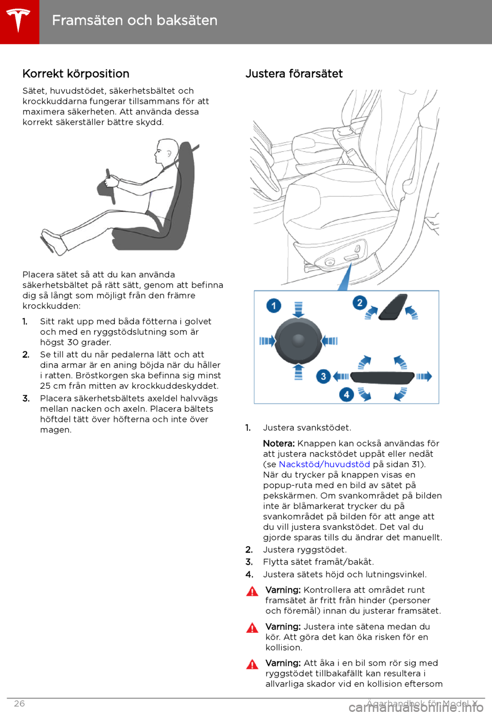 TESLA MODEL X 2019 Ägarmanual (in Swedish) S TESLA MODEL X 2019 Ägarmanual (in Swedish) S