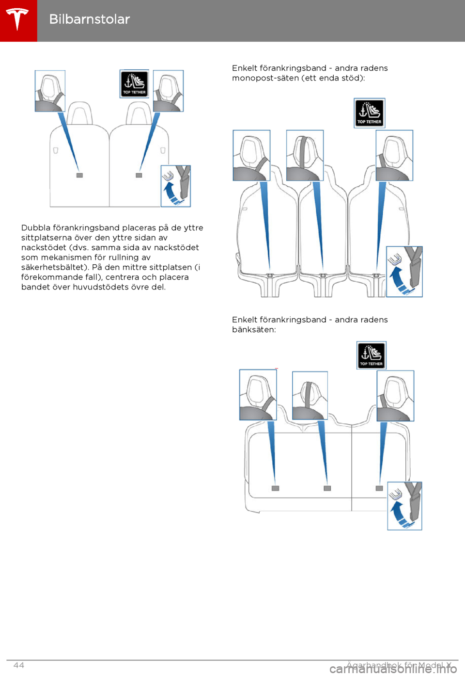 TESLA MODEL X 2019 Ägarmanual (in Swedish) Dubbla f TESLA MODEL X 2019 Ägarmanual (in Swedish) Dubbla f