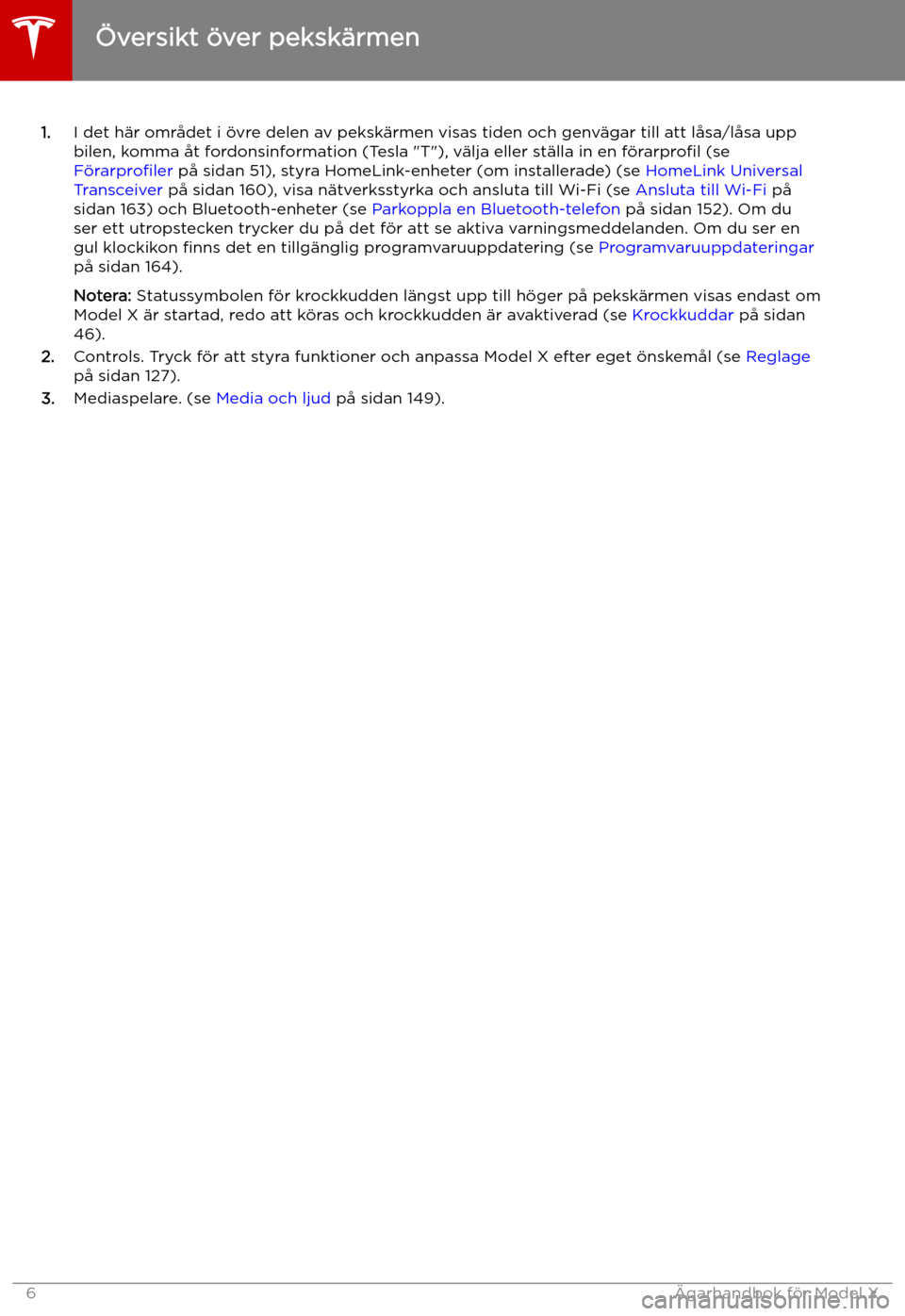TESLA MODEL X 2019  Ägarmanual (in Swedish) 1.I det h