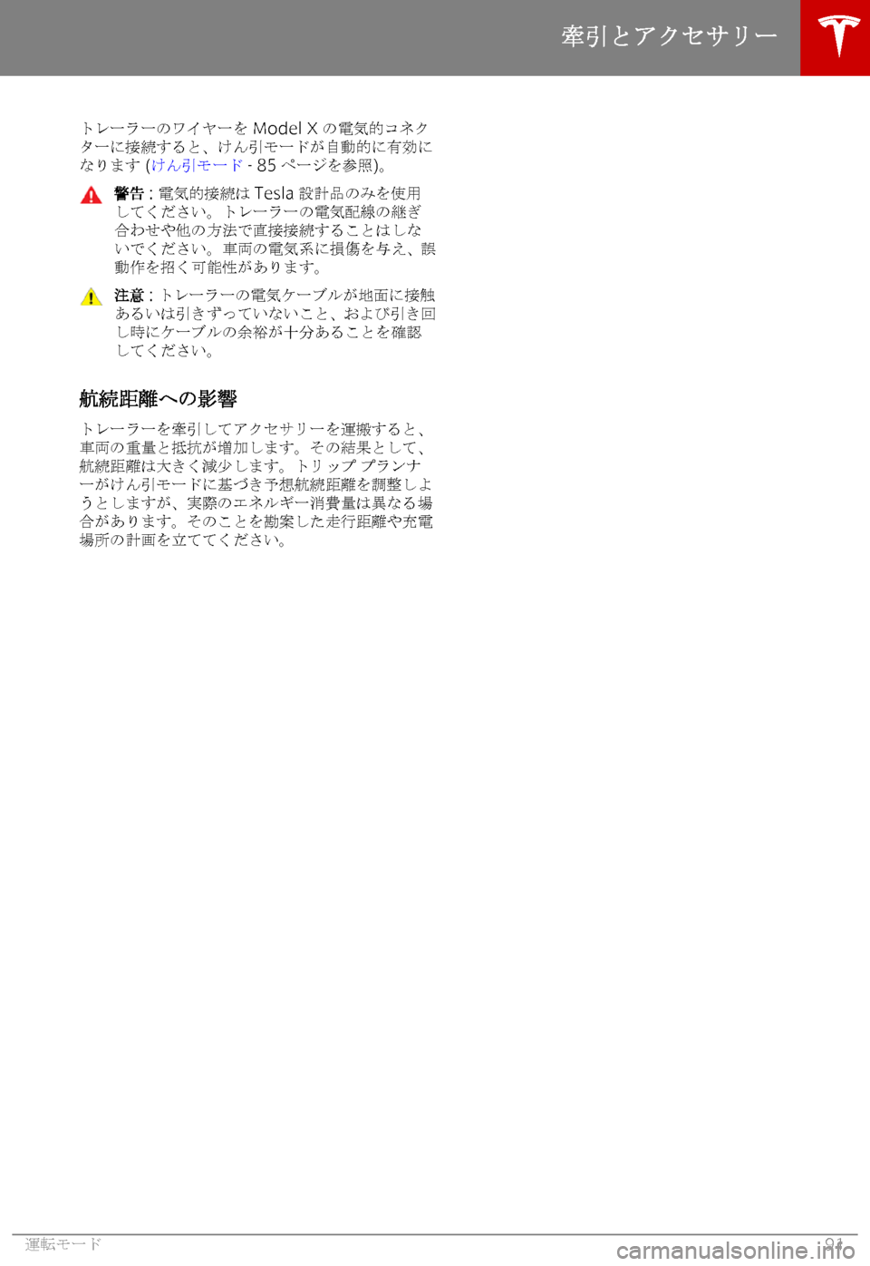 TESLA MODEL X 2019   取扱説明書 (in Japanese) 