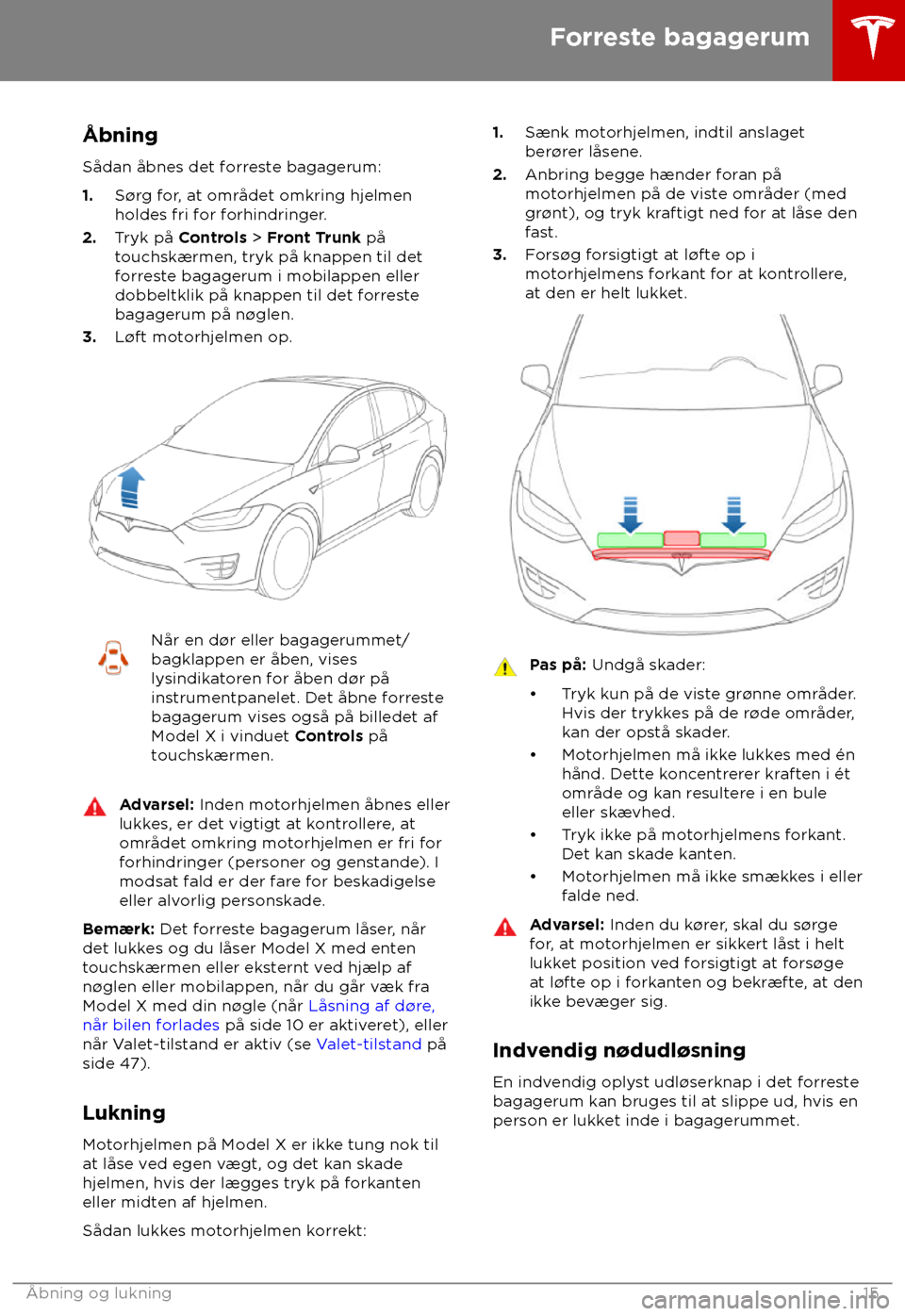 TESLA MODEL X 2018  Instruktionsbog (in Danish) 