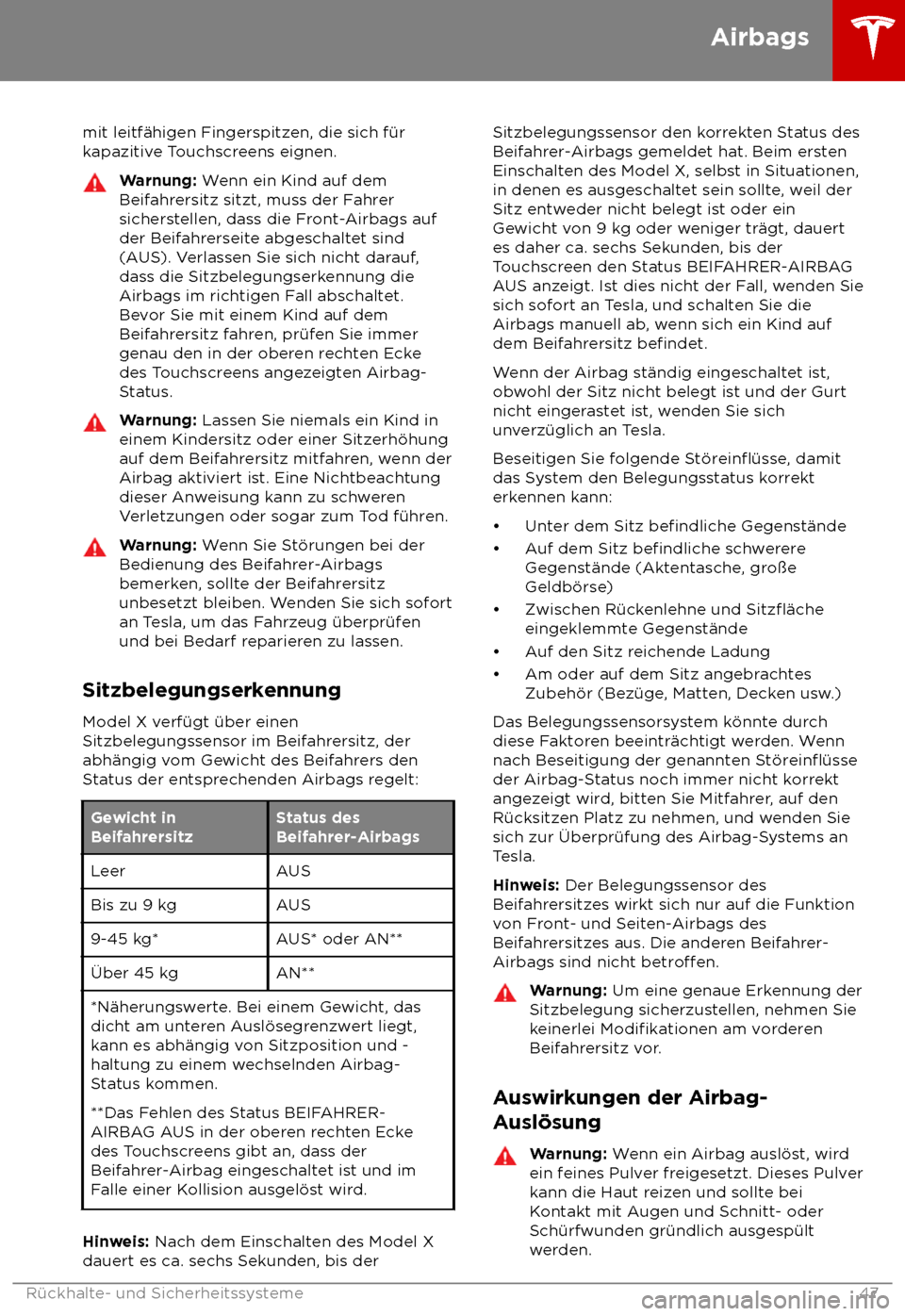 TESLA MODEL X 2018  Betriebsanleitung (in German)  mit leitf