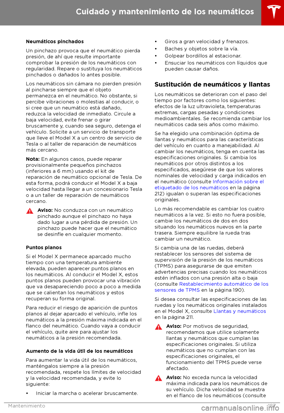 TESLA MODEL X 2018  Manual del propietario (in Spanish) Neum