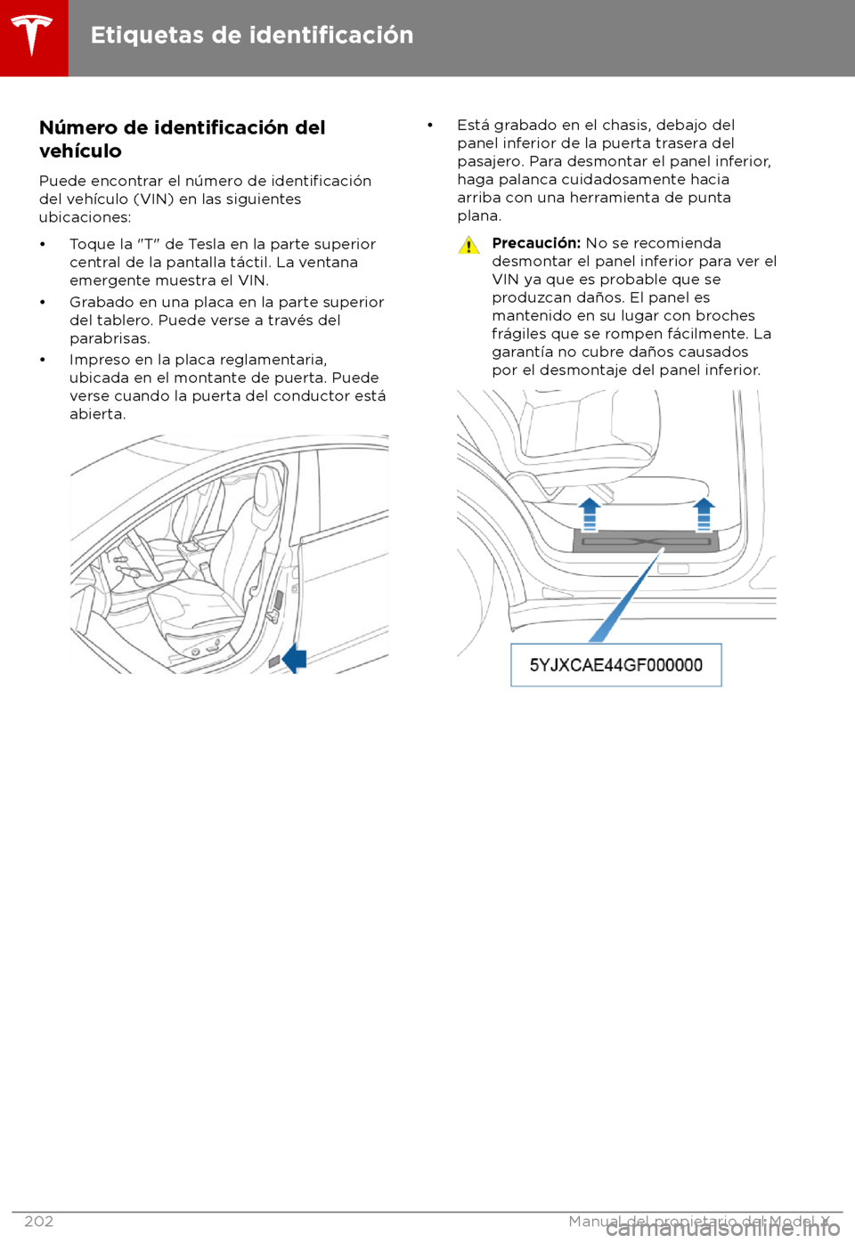 TESLA MODEL X 2018 Manual del propietario (in Spanish) N TESLA MODEL X 2018 Manual del propietario (in Spanish) N