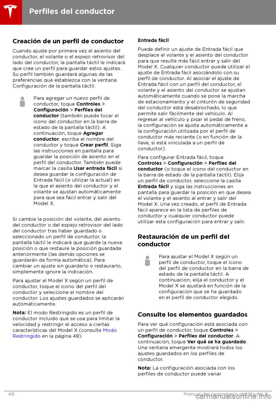 TESLA MODEL X 2018  Manual del propietario (in Spanish) Creaci