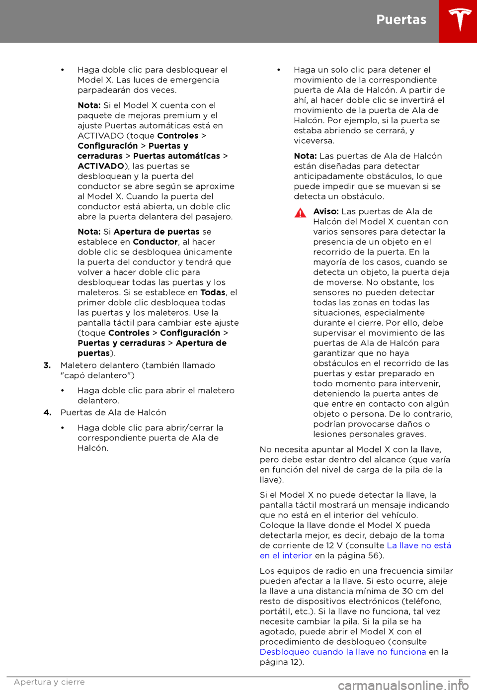 TESLA MODEL X 2018  Manual del propietario (in Spanish) 