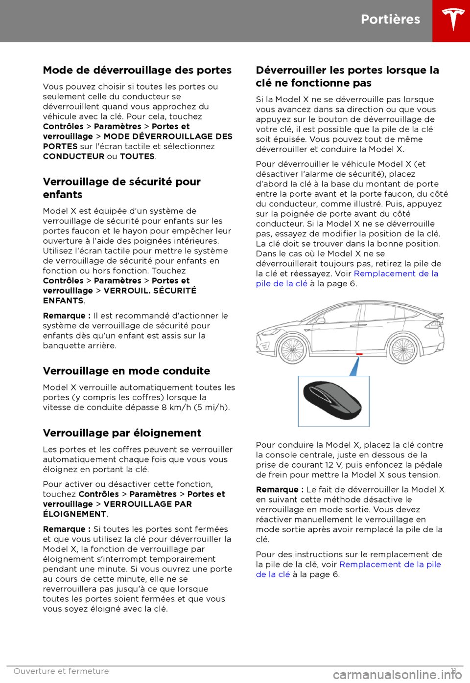 TESLA MODEL X 2018 Manuel du propriétaire (Canada) (in French) Mode de d TESLA MODEL X 2018 Manuel du propriétaire (Canada) (in French) Mode de d