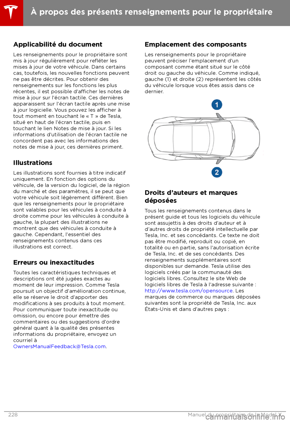TESLA MODEL X 2018 Manuel du propriétaire (Canada) (in French) Applicabilit TESLA MODEL X 2018 Manuel du propriétaire (Canada) (in French) Applicabilit