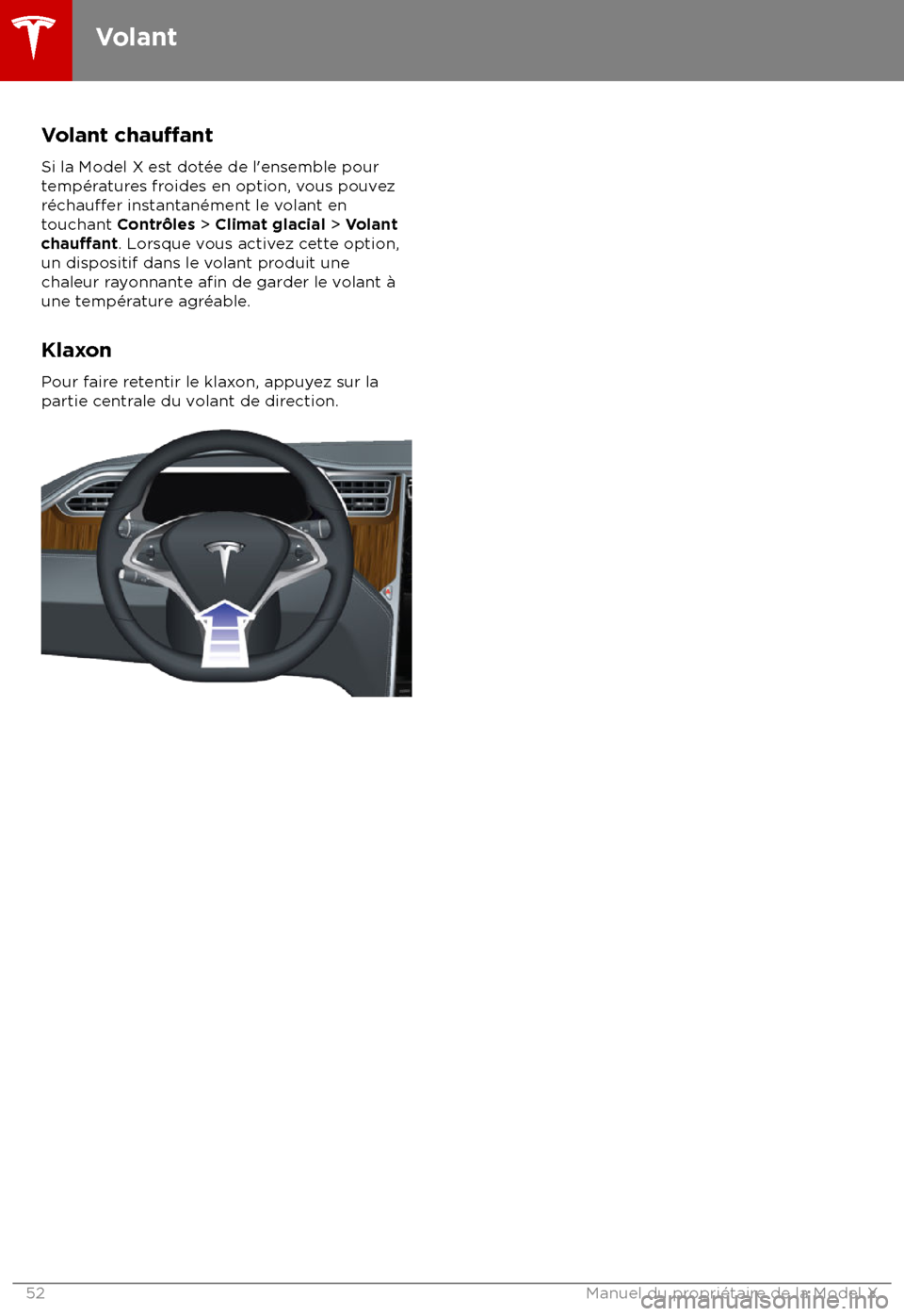 TESLA MODEL X 2018 Manuel du propriétaire (Canada) (in French) Volant chau TESLA MODEL X 2018 Manuel du propriétaire (Canada) (in French) Volant chau