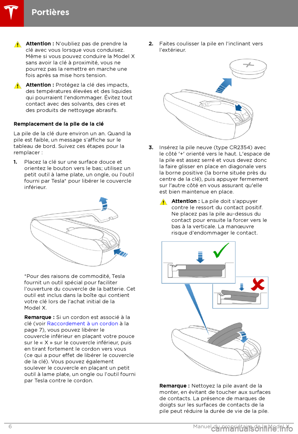 TESLA MODEL X 2018  Manuel du propriétaire (Canada) (in French)  Attention : N